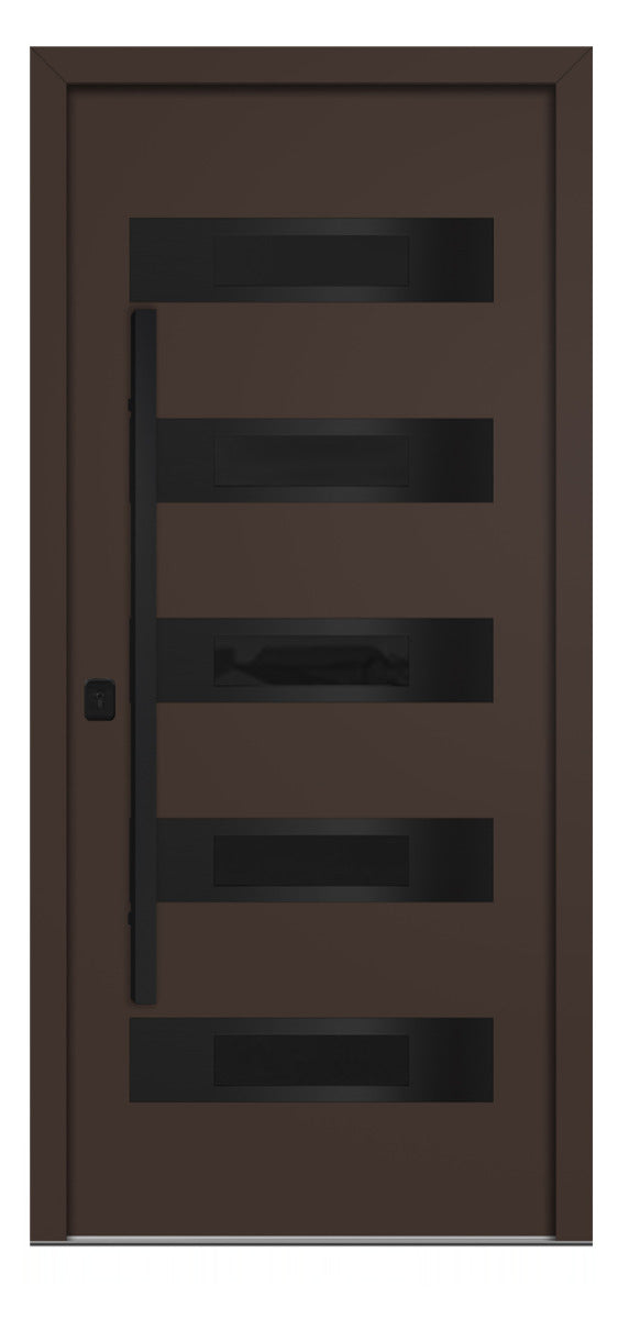 Nova Inox S5 Brown Modern Exterior Door with Black Stainless Steel