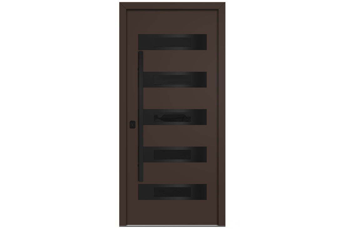 Nova Inox S5 Brown Modern Exterior Door with Black Stainless Steel