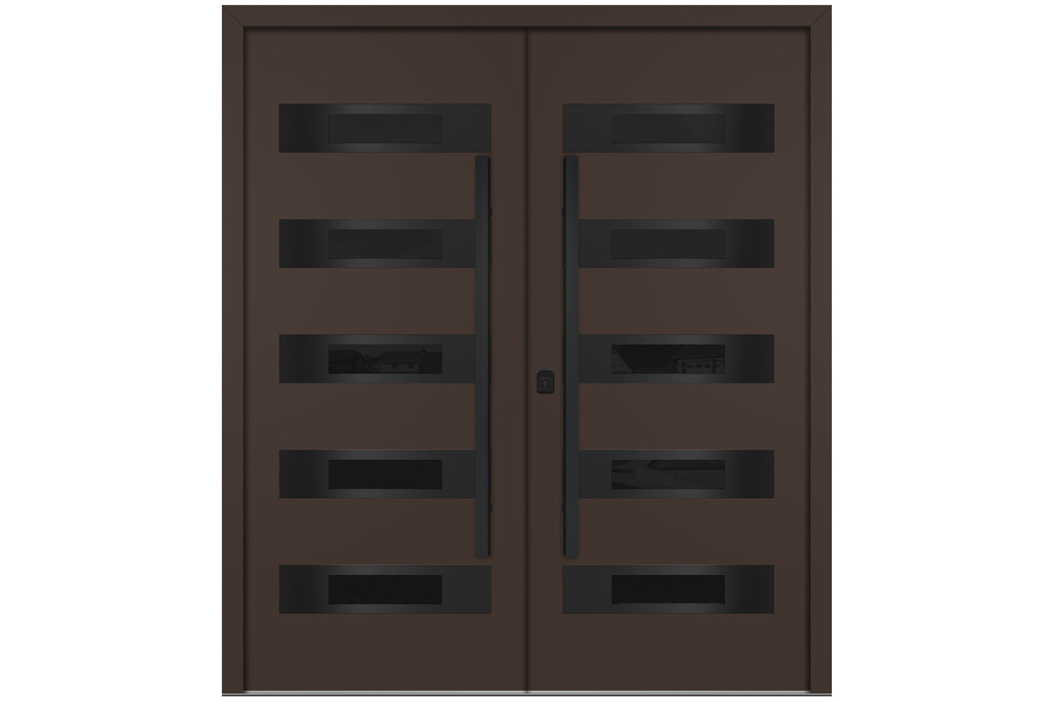 Nova Inox S5 Brown Modern Exterior Double Door with Black Stainless Steel