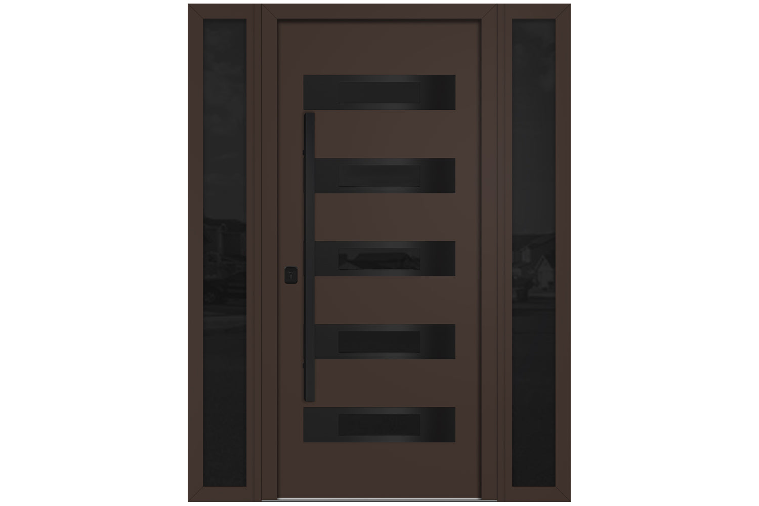 Nova Inox S5 Brown Modern Exterior Door with Black Stainless Steel - with Double Sidelight