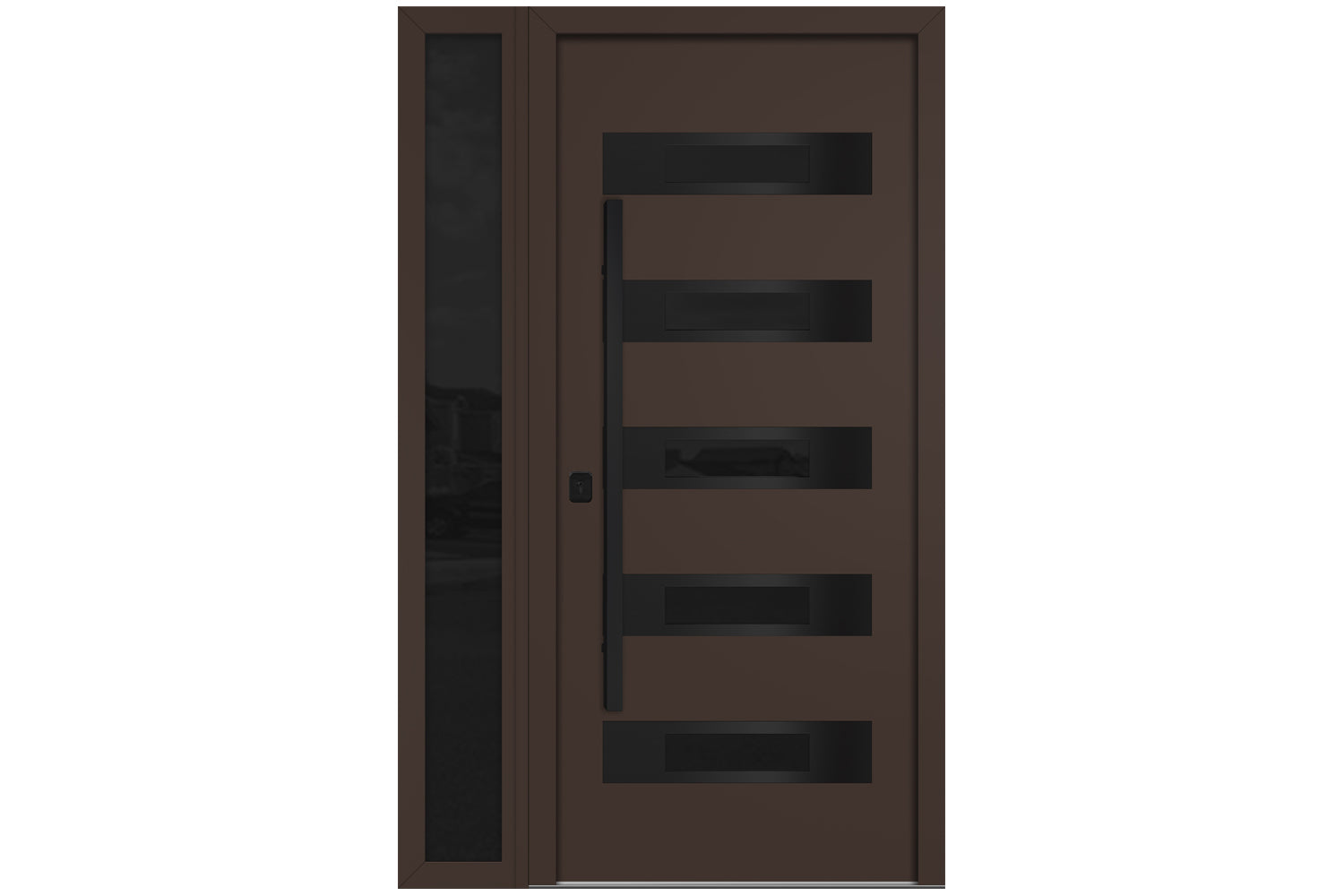 Nova Inox S5 Brown Modern Exterior Door with Black Stainless Steel - with Left Sidelight