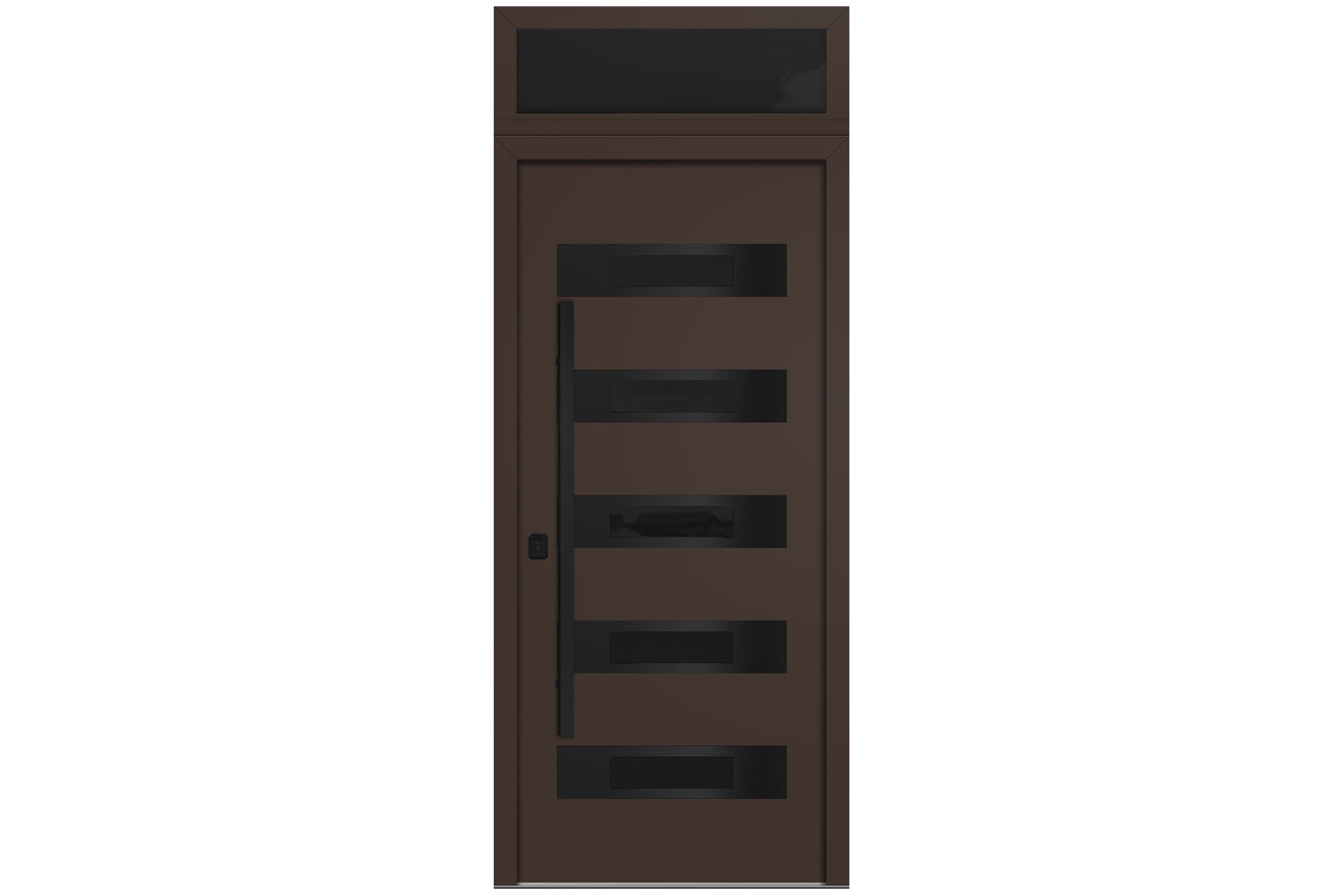 Nova Inox S5 Brown Modern Exterior Door with Black Stainless Steel - with Transom