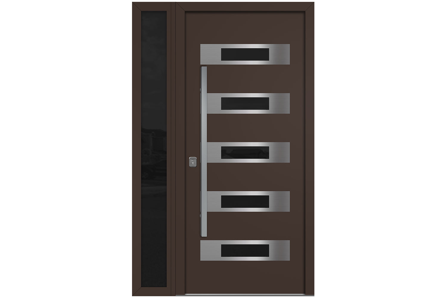 Nova Inox S5 Brown Modern Exterior Door w Left Sidelight Right-in