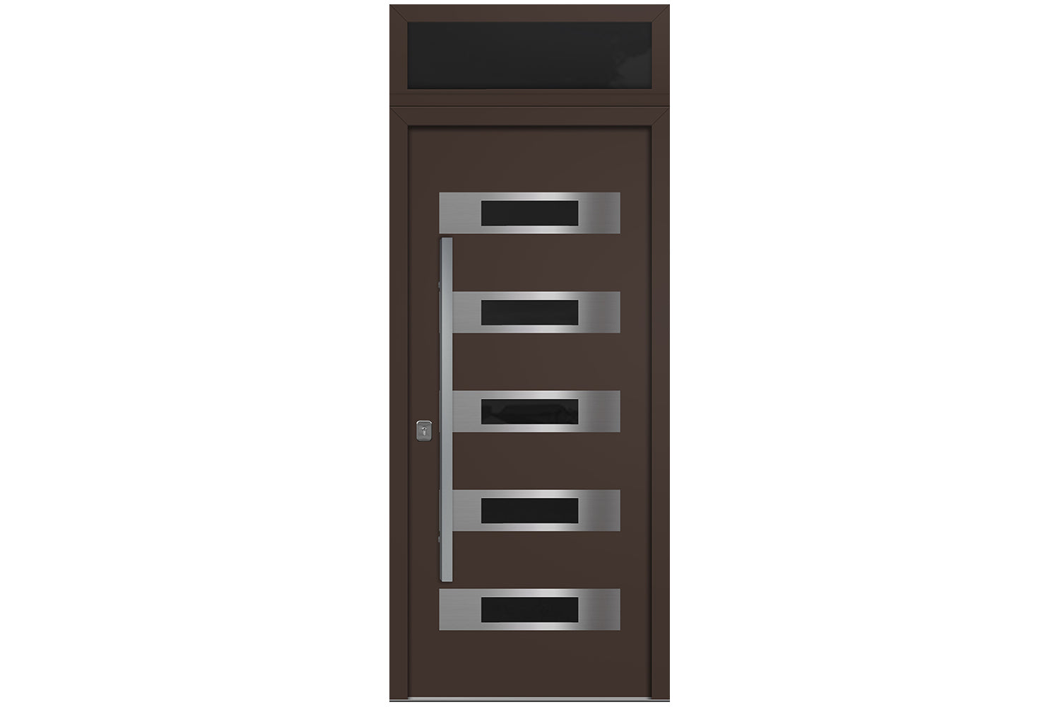 Nova Inox S5 Brown Modern Exterior Door w Transom Right-in