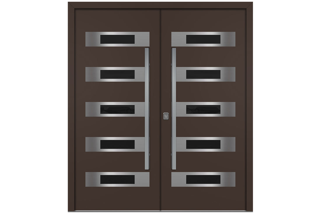 Nova Inox S5 Brown Modern Exterior Double Door Right Door Active