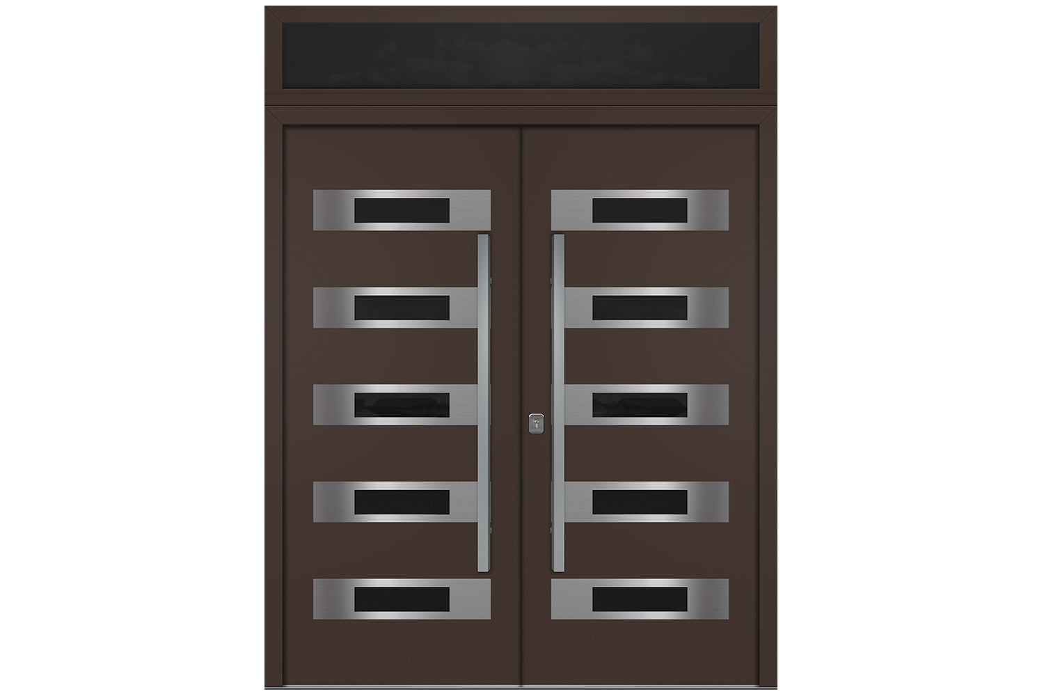 Nova Inox S5 Brown Modern Exterior Double Door w Transom Right Door Active