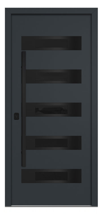 Nova Inox S5 Gray Modern Exterior Door with Black Stainless Steel