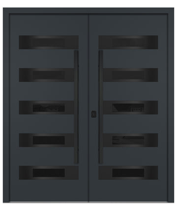Nova Inox S5 Gray Modern Exterior Double Door with Black Stainless Steel