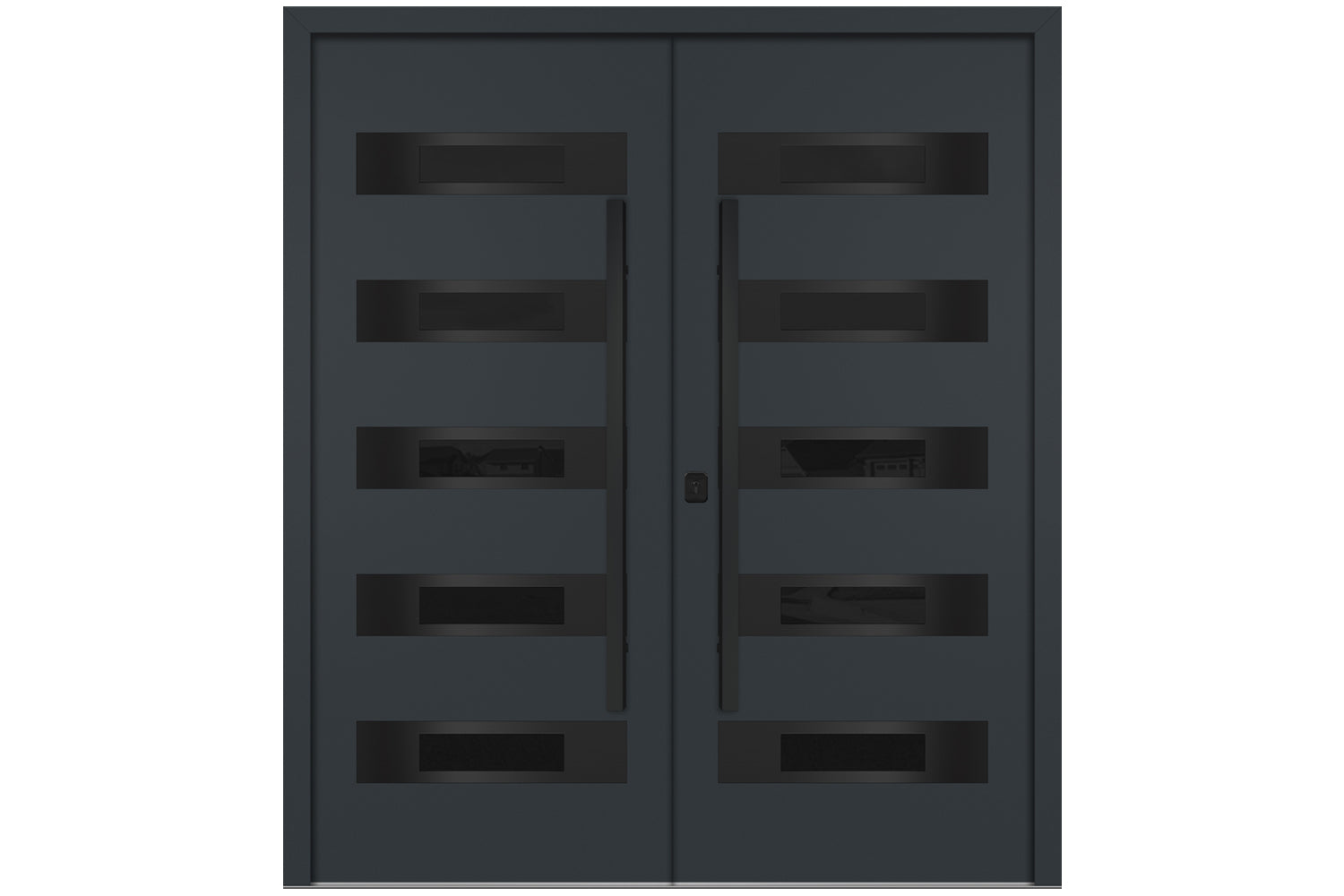 Nova Inox S5 Gray Modern Exterior Double Door with Black Stainless Steel