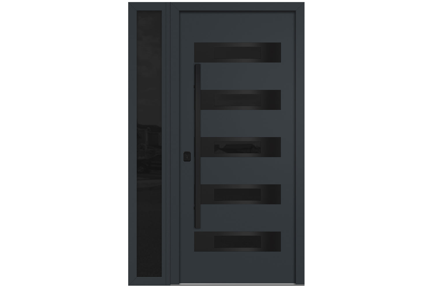 Nova Inox S5 Gray Modern Exterior Door with Black Stainless Steel - with Left Sidelight