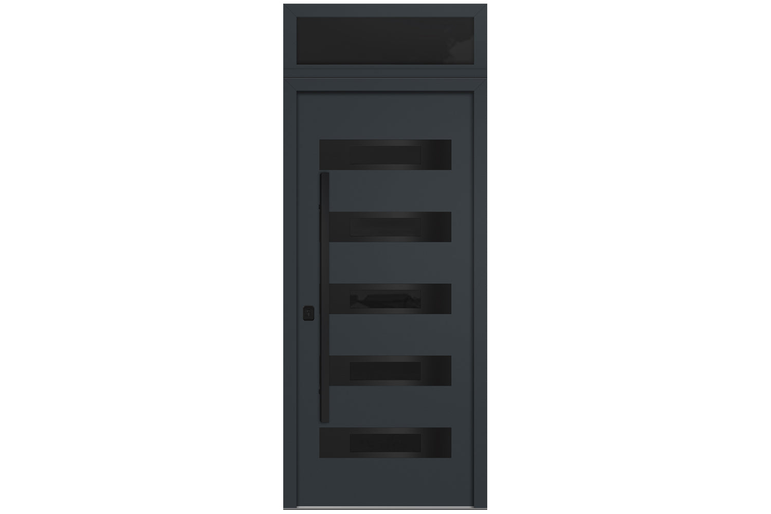 Nova Inox S5 Gray Modern Exterior Door with Black Stainless Steel - with Transom
