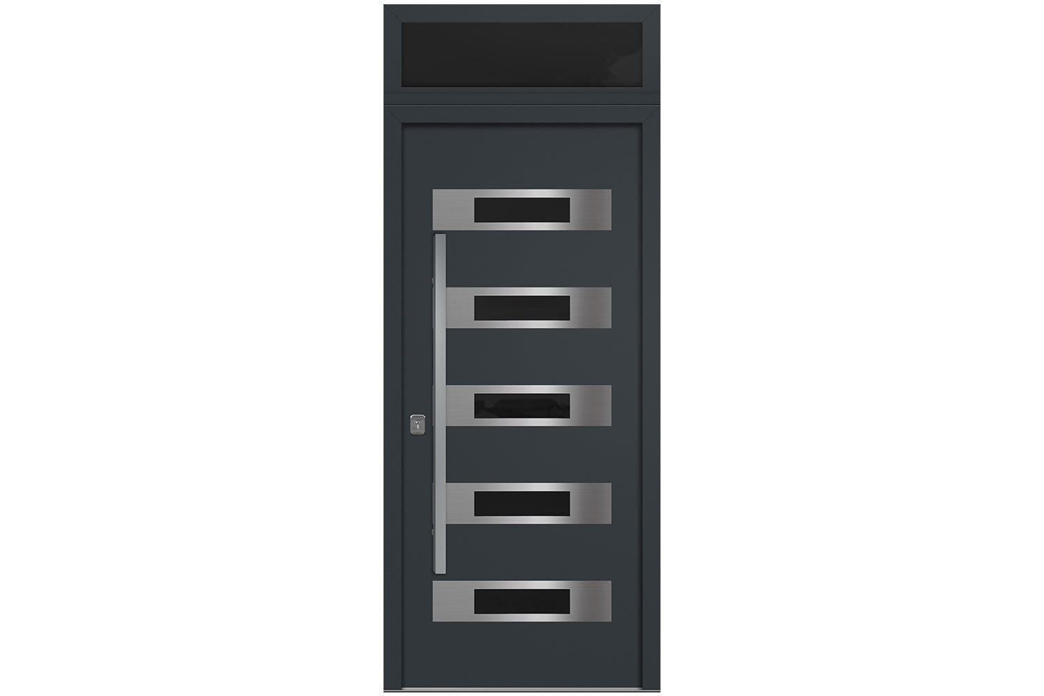Nova Inox S5 Gray Modern Exterior Door w Transom Right-in