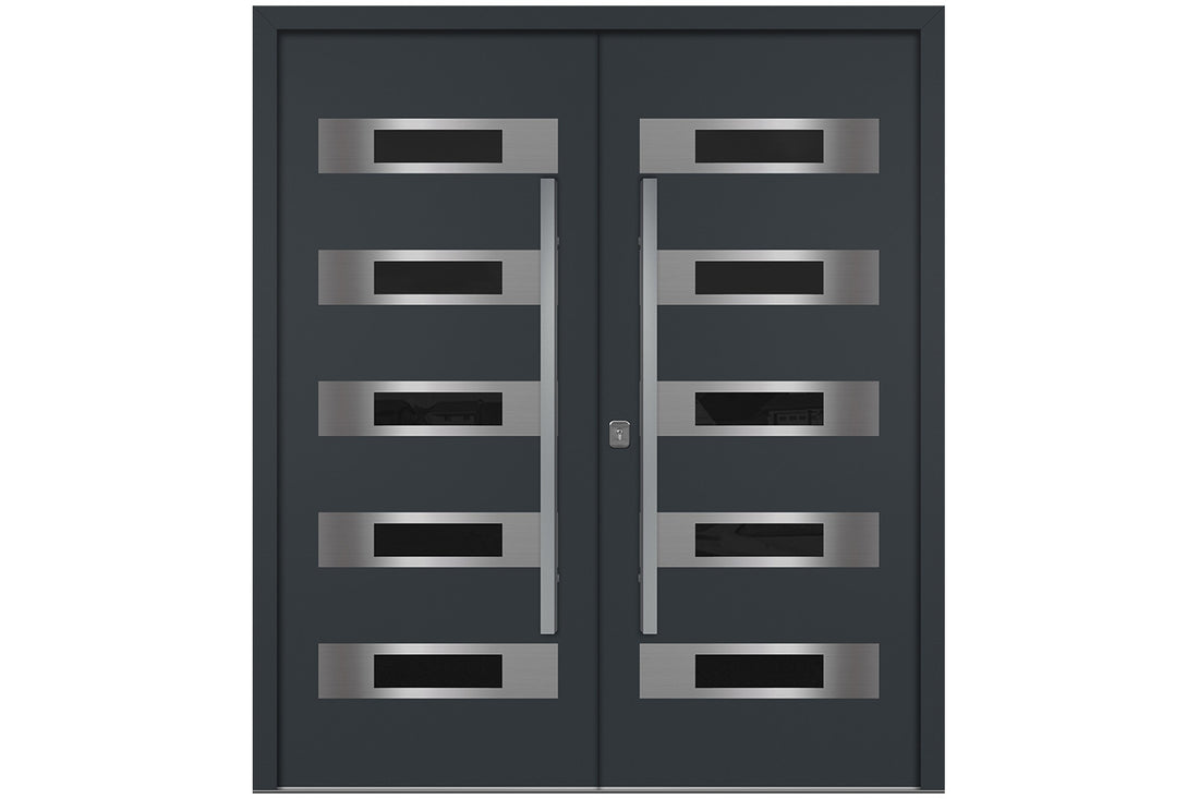 Nova Inox S5 Gray Modern Exterior Double Door Right Door Active