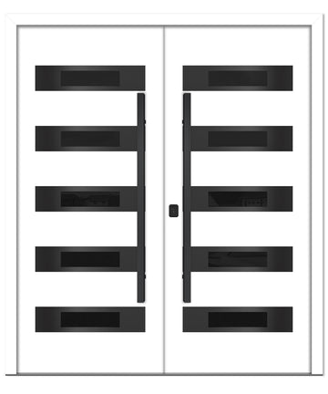Nova Inox S5 White Modern Exterior Double Door with Black Stainless Steel