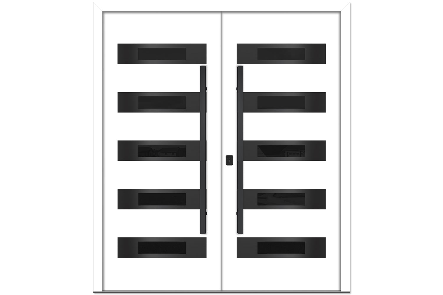 Nova Inox S5 White Modern Exterior Double Door with Black Stainless Steel