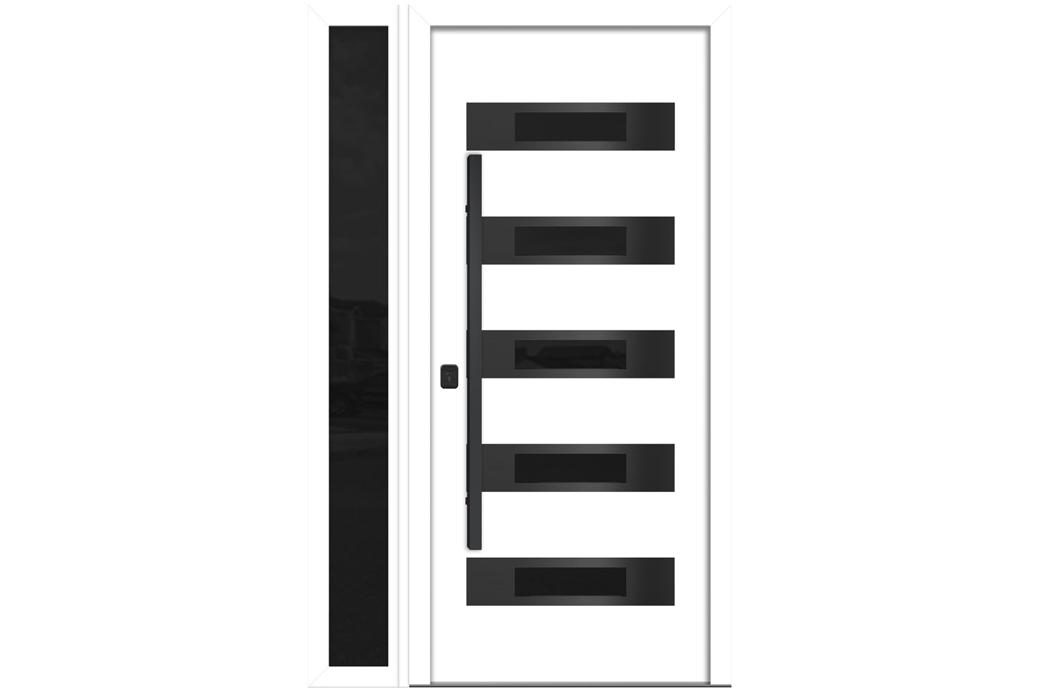 Nova Inox S5 White Modern Exterior Door with Black Stainless Steel - with Left Sidelight