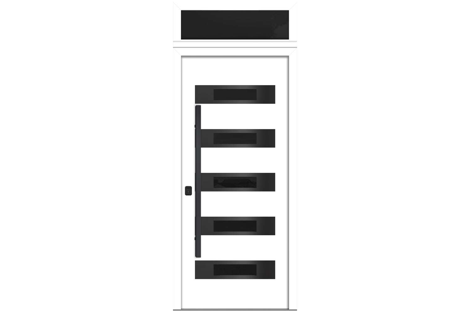 Nova Inox S5 White Modern Exterior Door with Black Stainless Steel - with Transom
