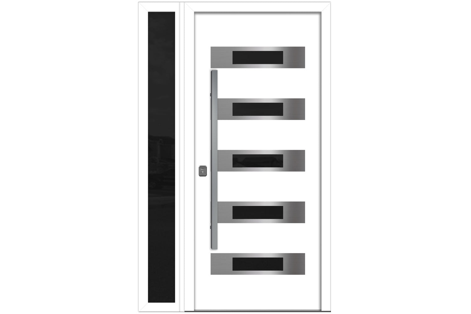 Nova Inox S5 White Modern Exterior Door w Left Sidelight Right-in