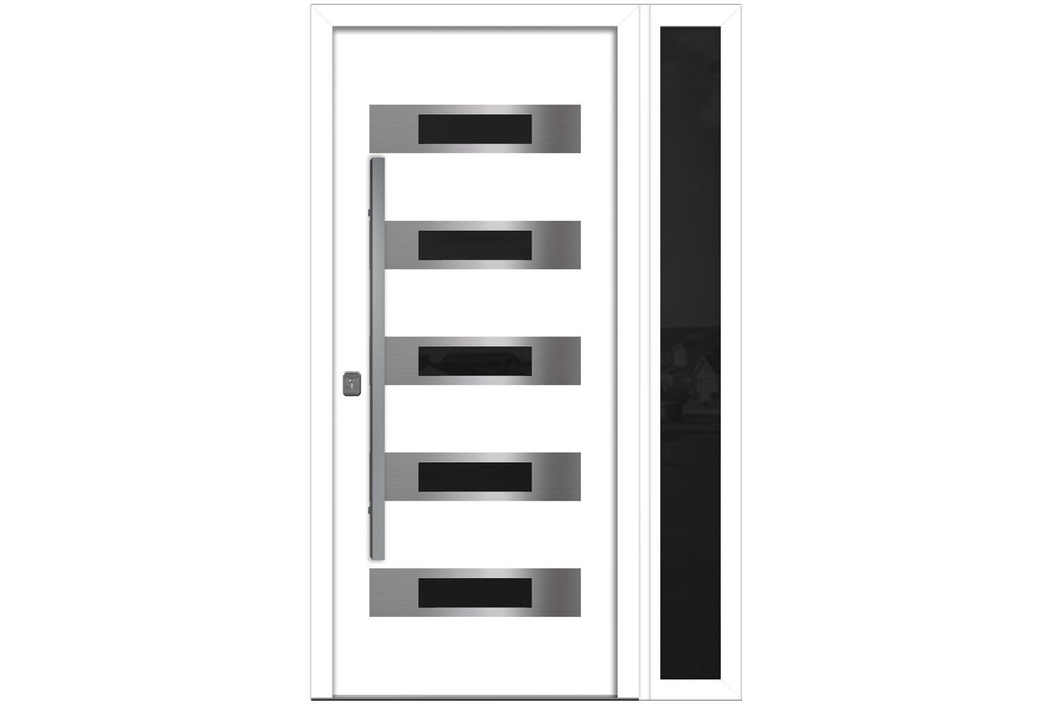 Nova Inox S5 White Modern Exterior Door w Right Sidelight Right-in