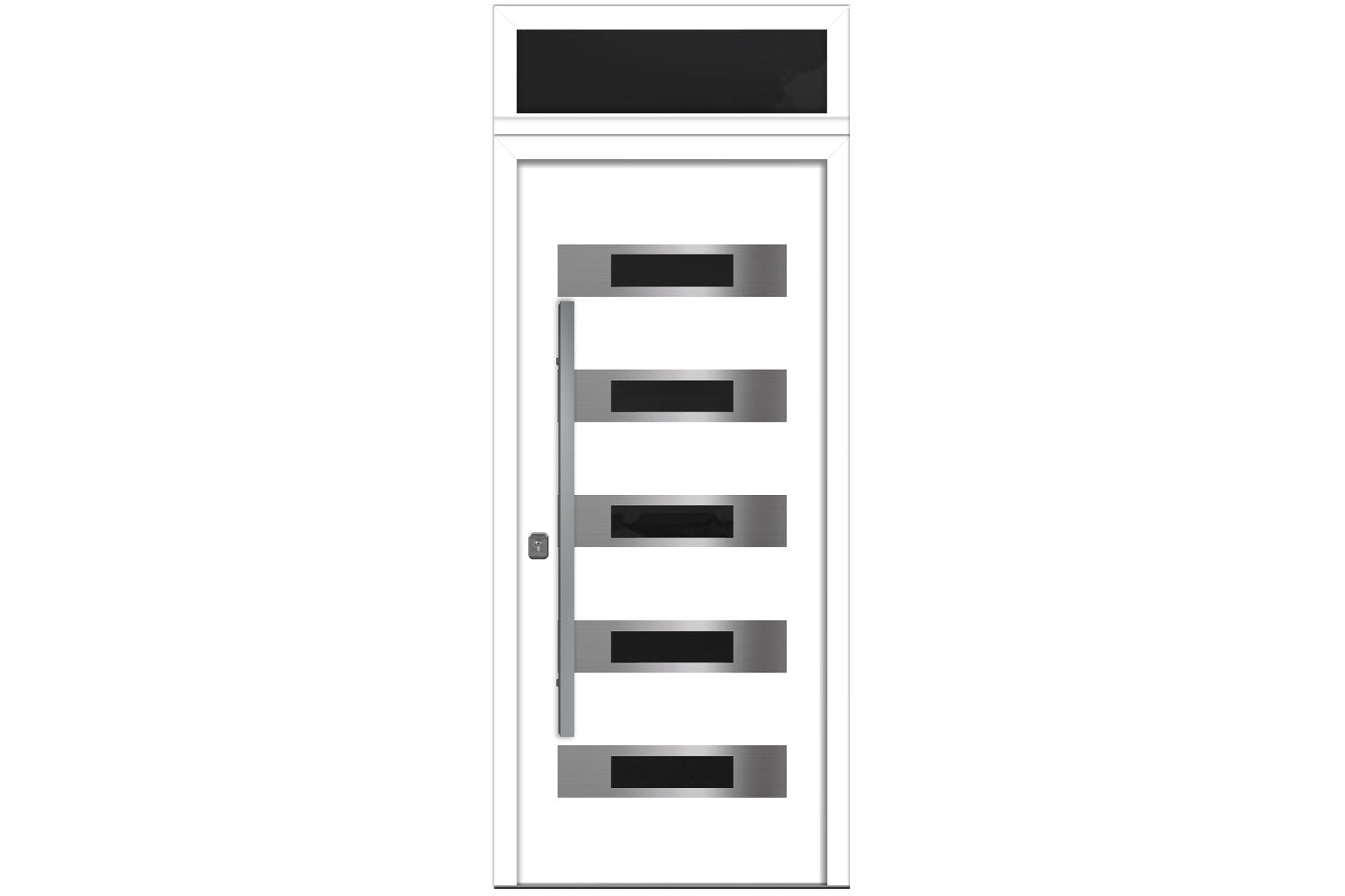 Nova Inox S5 White Modern Exterior Door w Transom Right-in