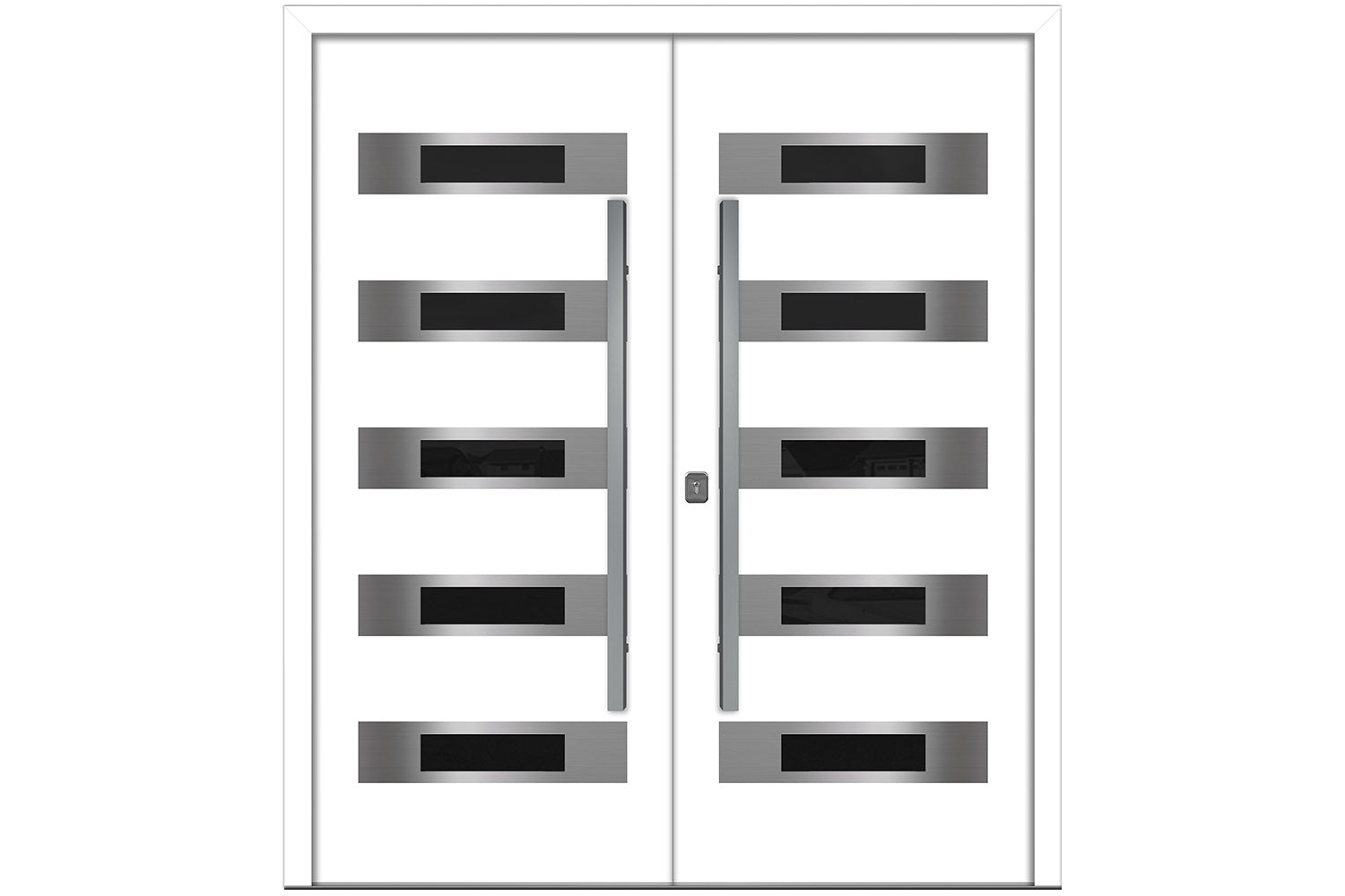 Nova Inox S5 White Modern Exterior Double Door Right Door Active