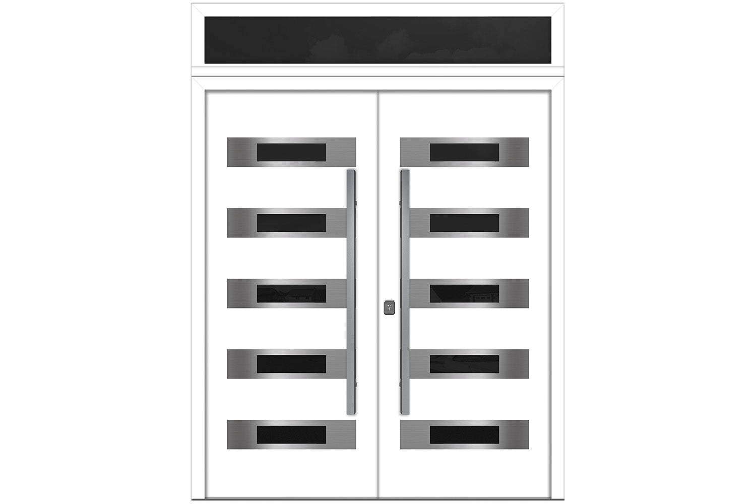 Nova Inox S5 White Modern Exterior Double Door w Transom Right Door Active