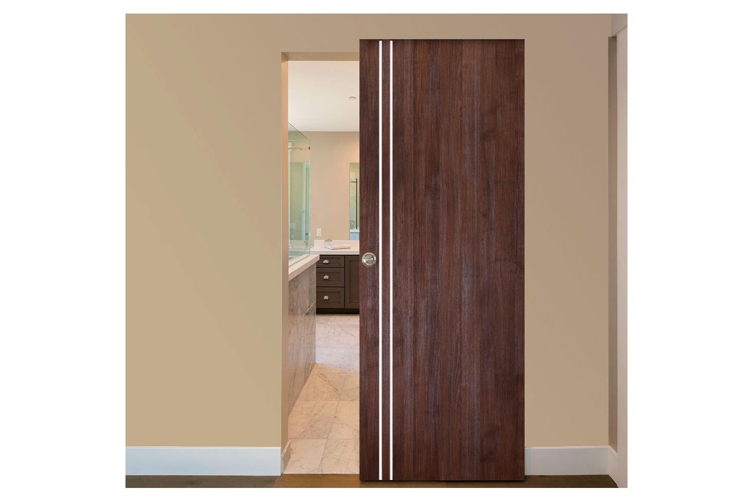 Nova Italia Flush 02 Prestige Brown Laminate Interior Magic Sliding Door