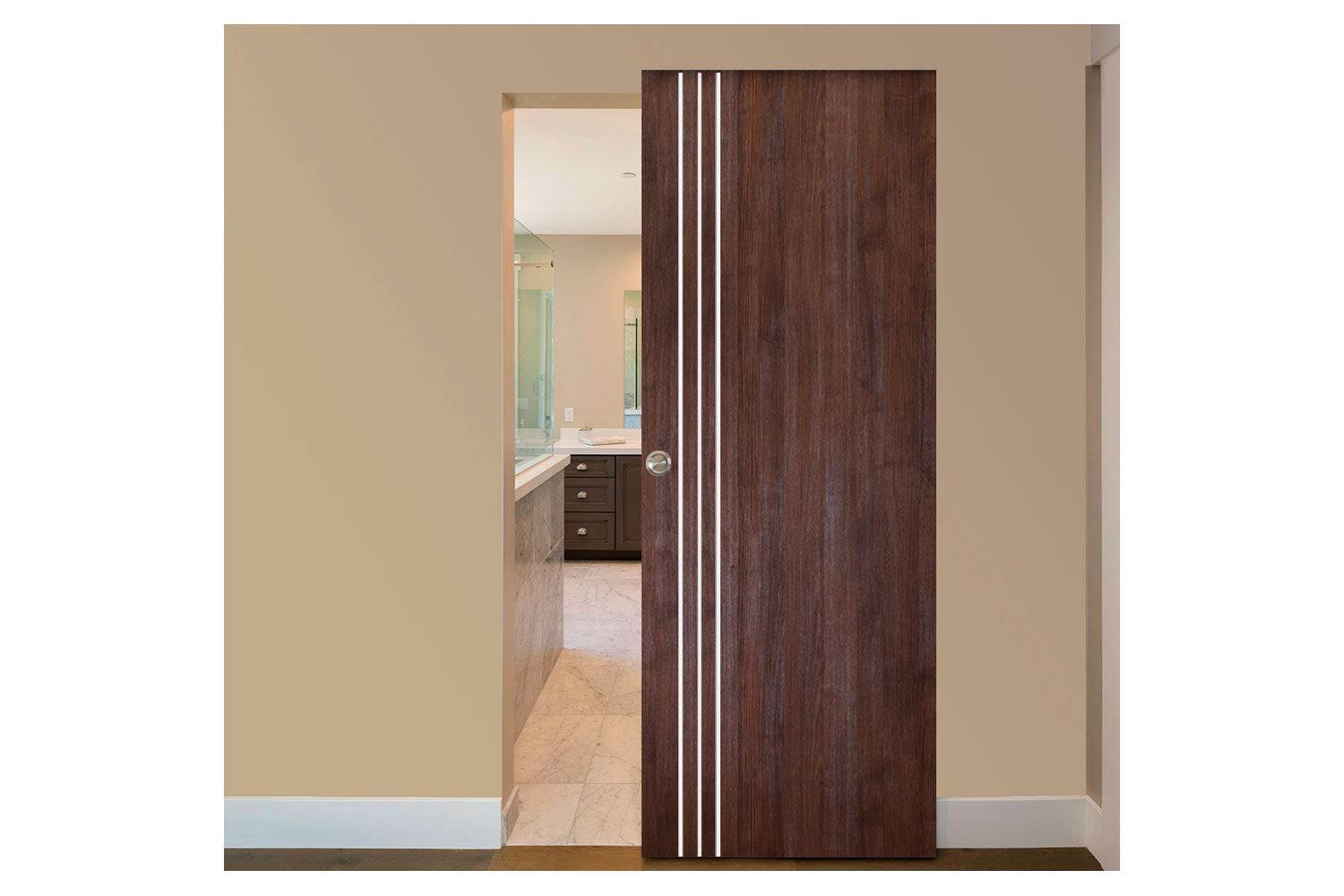 Nova Italia Flush 04 Prestige Brown Laminate Interior Magic Sliding Door