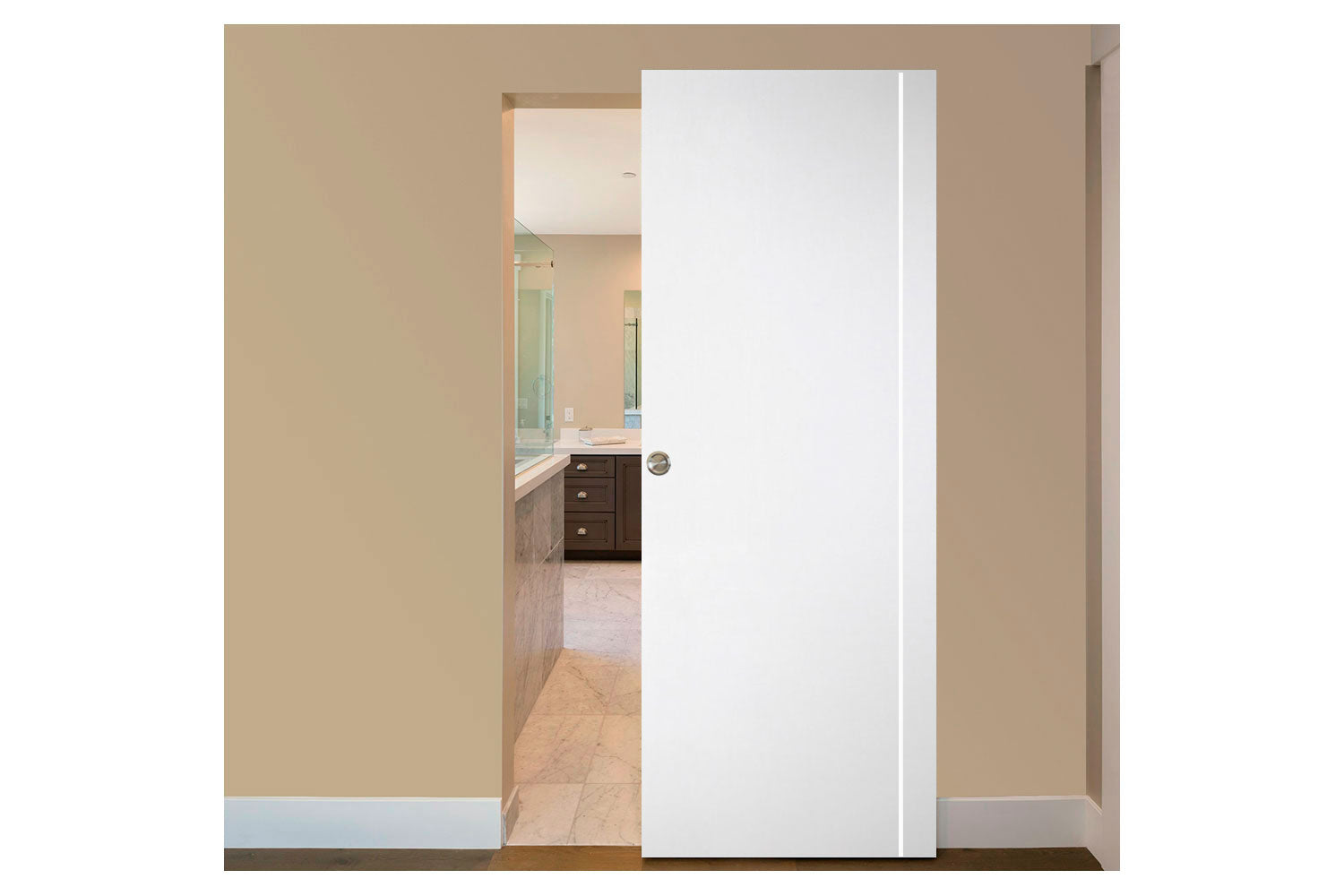 Nova Italia Flush 05 Alaskan White Laminate Interior Magic Sliding Door