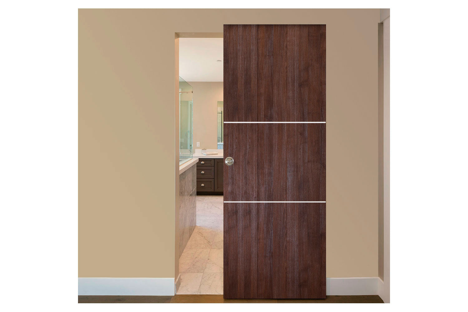Nova Italia Flush 06 Prestige Brown Laminate Interior Magic Sliding Door