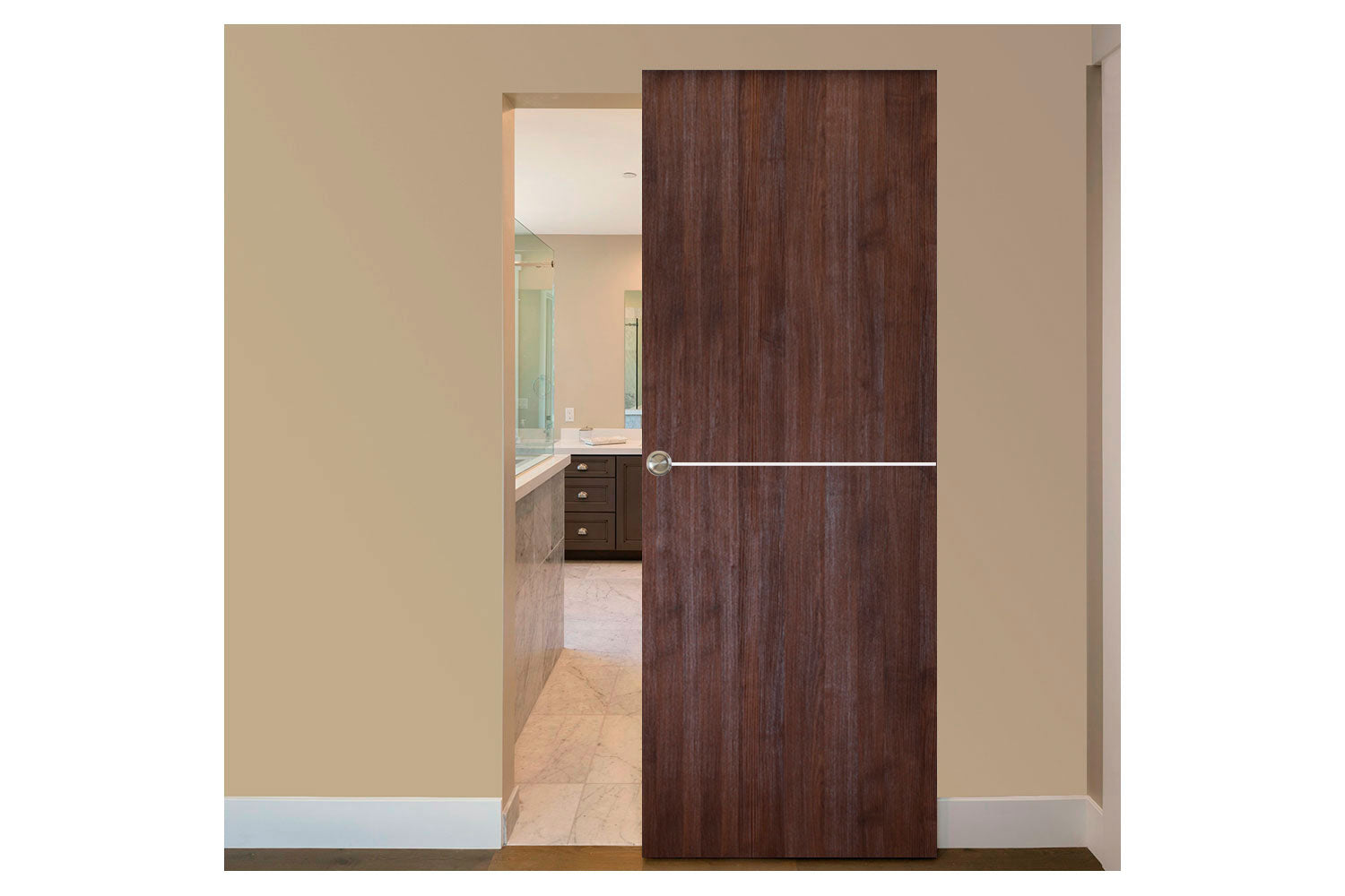 Nova Italia Flush 07 Prestige Brown Laminate Interior Magic Sliding Door
