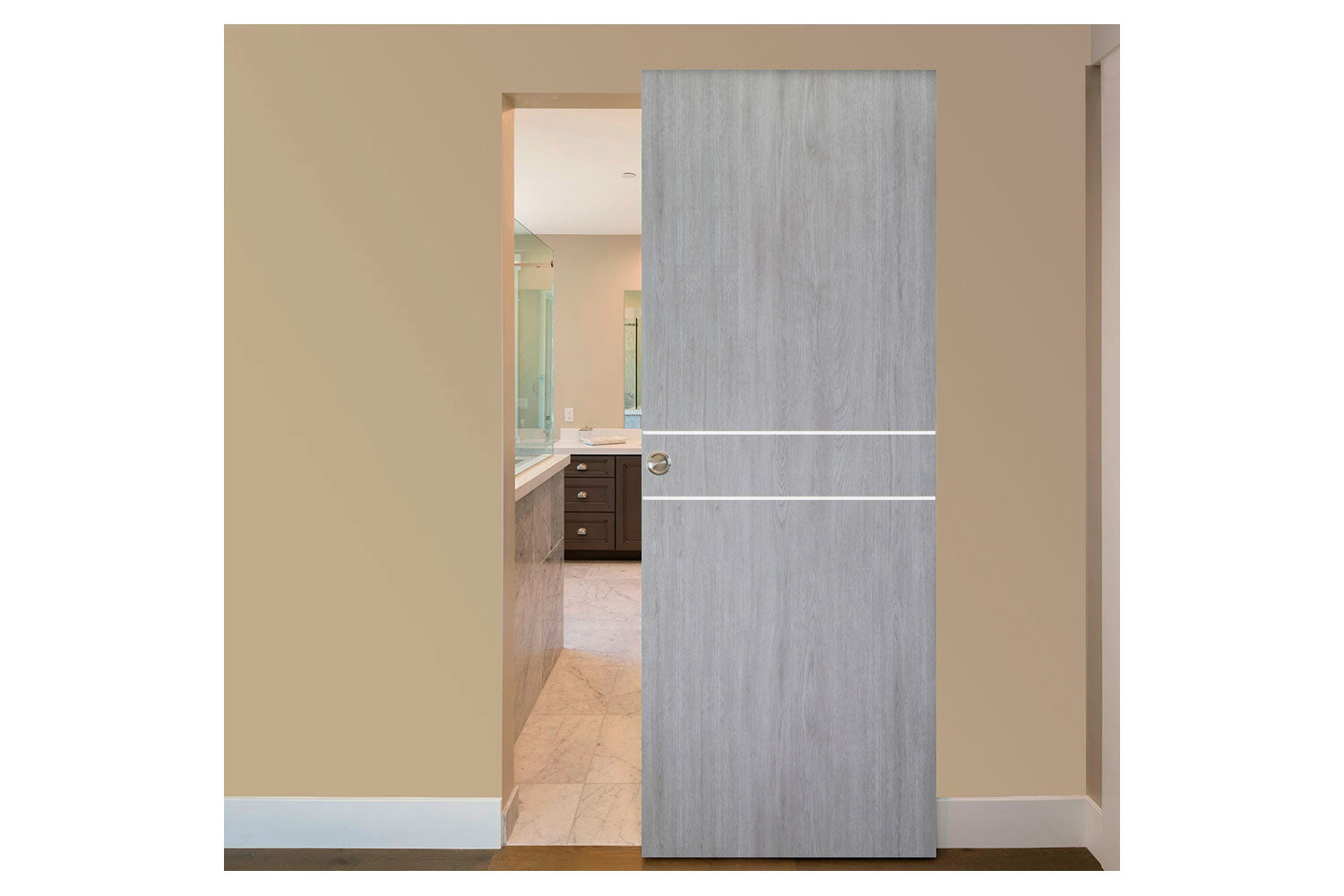 Nova Italia Flush 08 Light Grey Laminate Interior Magic Sliding Door