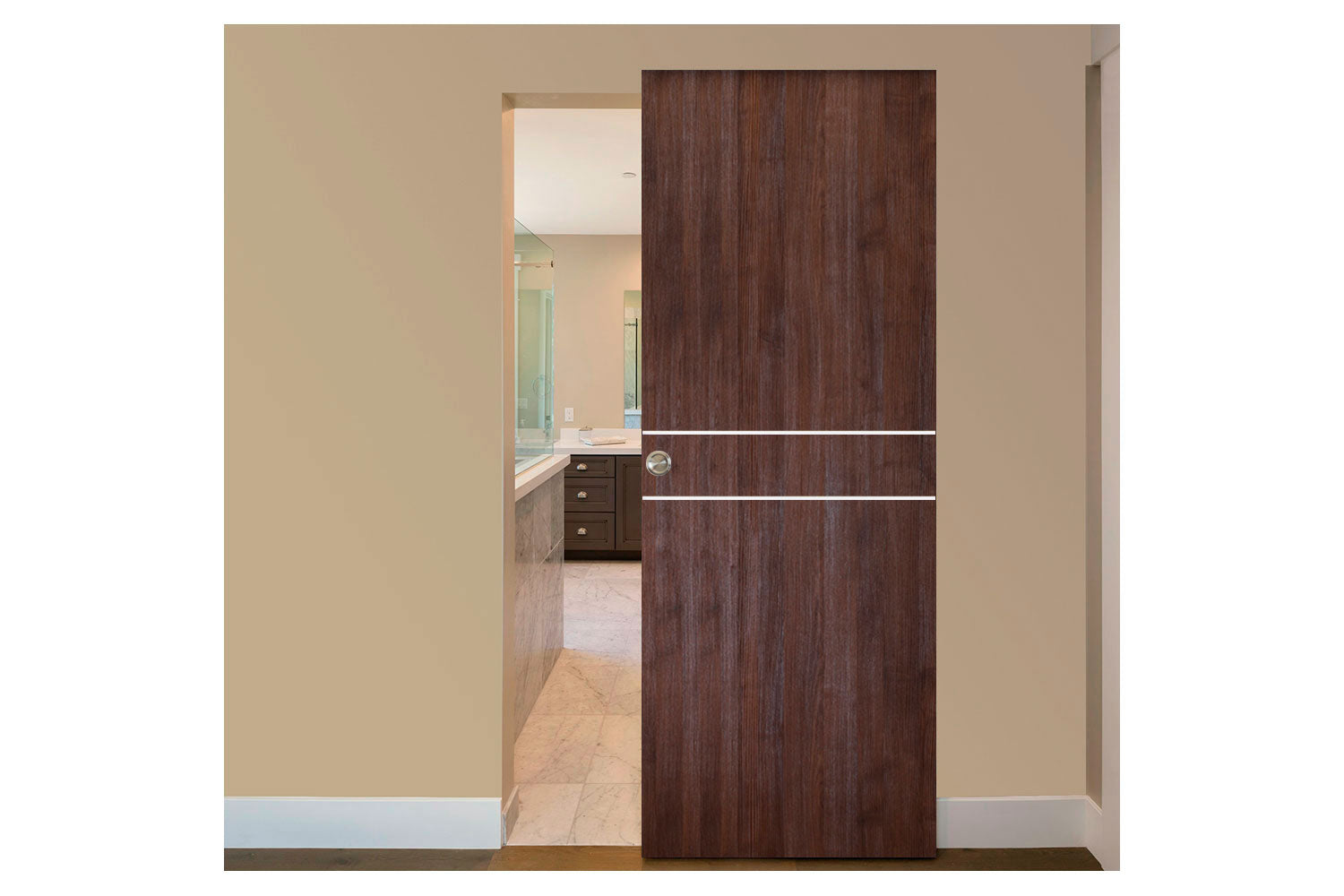 Nova Italia Flush 08 Prestige Brown Laminate Interior Magic Sliding Door