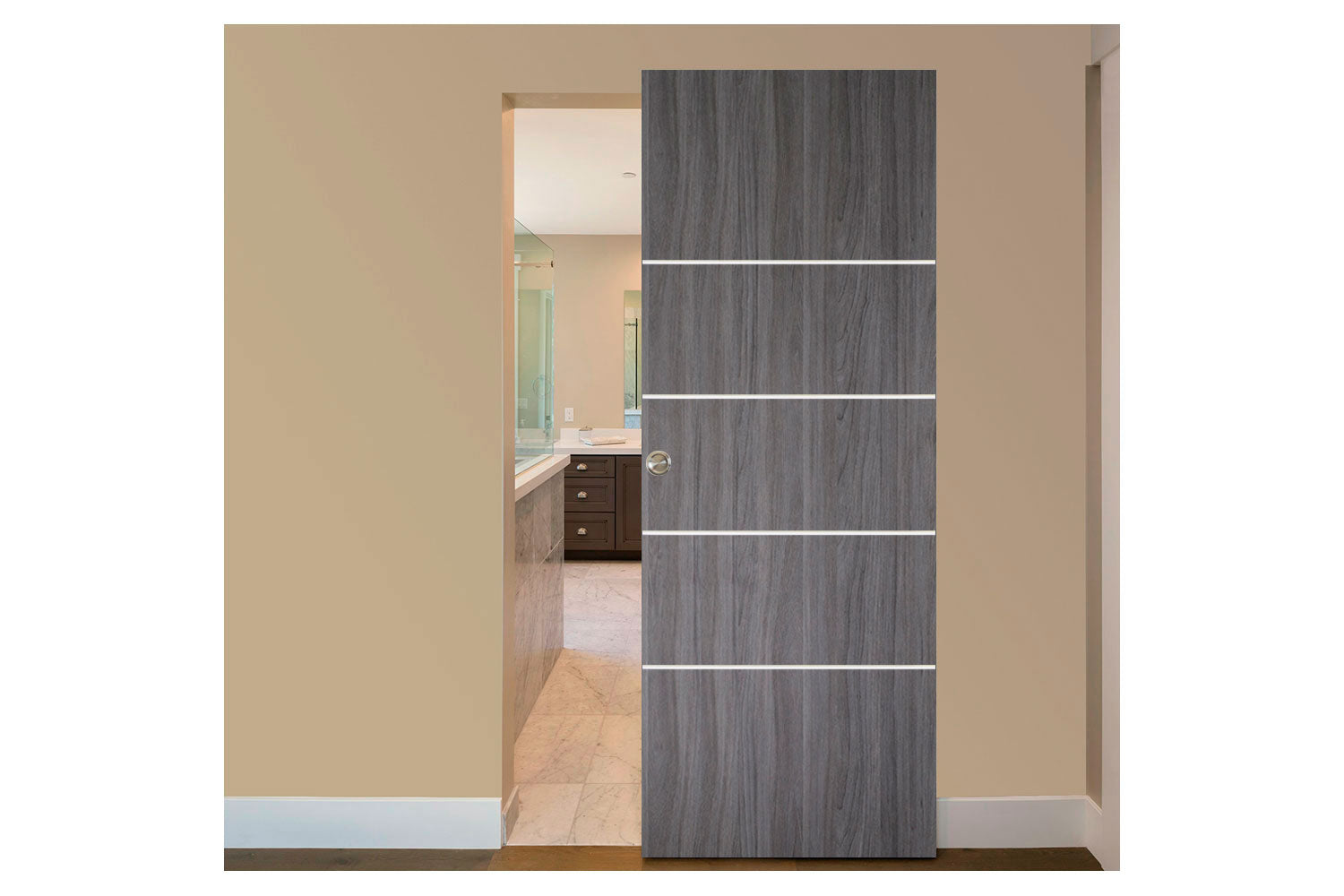 Nova Italia Flush 10 Swiss Elm Laminate Interior Magic Sliding Door