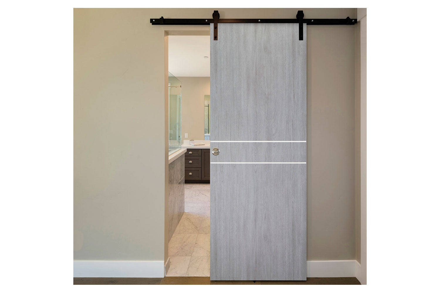 Nova Italia Flush 08 Light Grey Laminate Interior Door - Barn Door