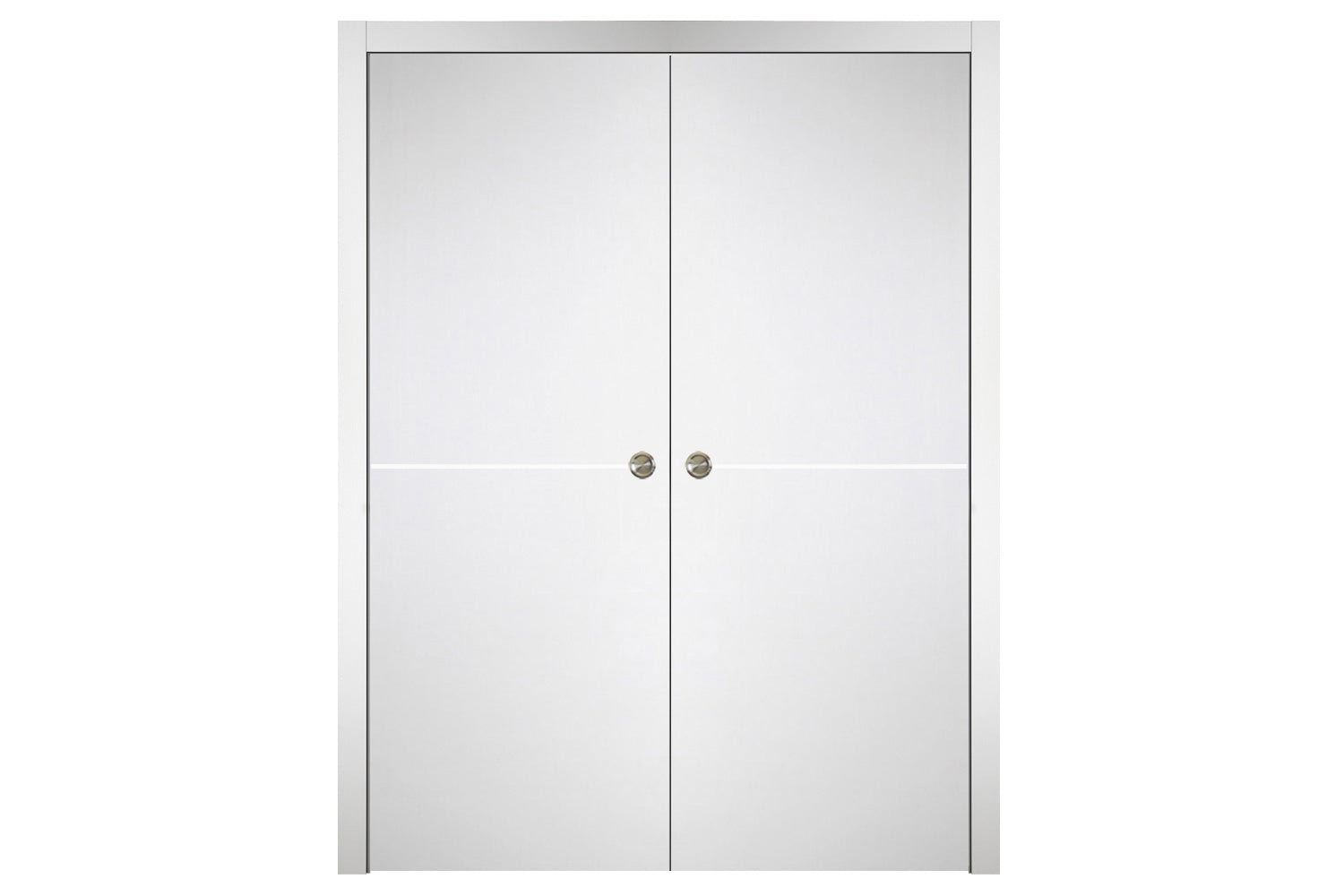 Nova Italia Flush 07 Alaskan White Laminate Interior Door - Double Pocket Door