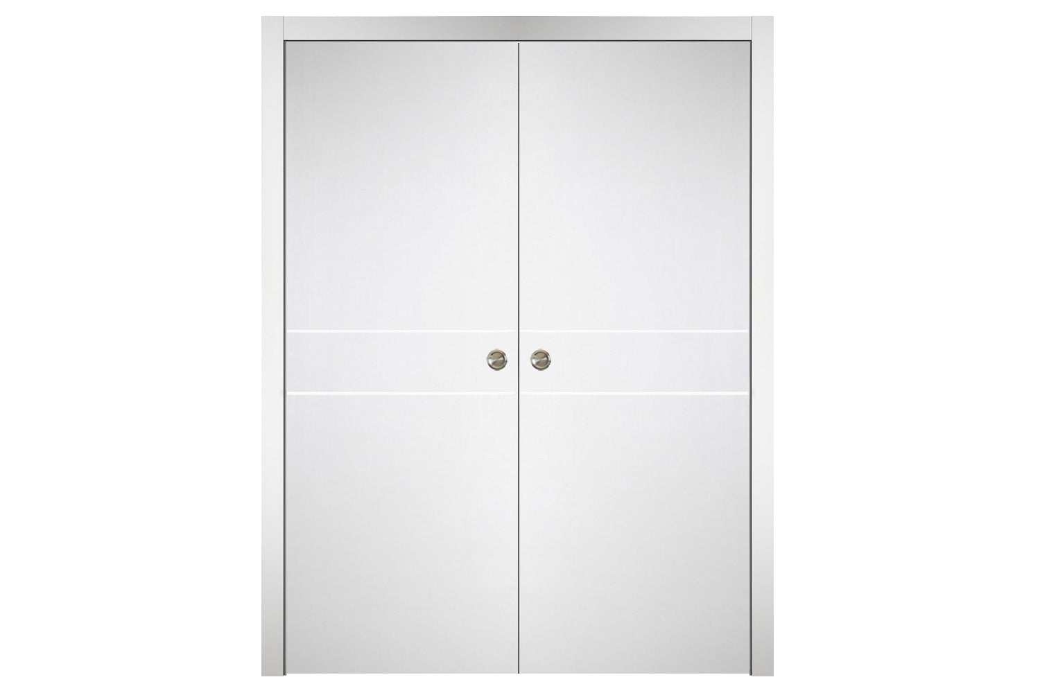 Nova Italia Flush 08 Alaskan White Laminate Interior Door - Double Pocket Door