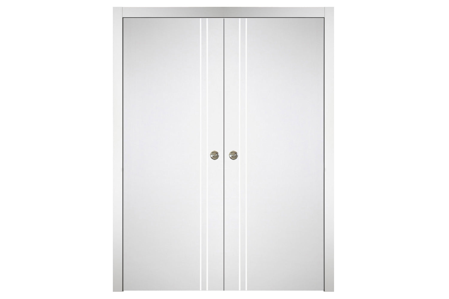 Nova Italia Flush 02 Alaskan White Laminate Interior Door - Double Pocket Door