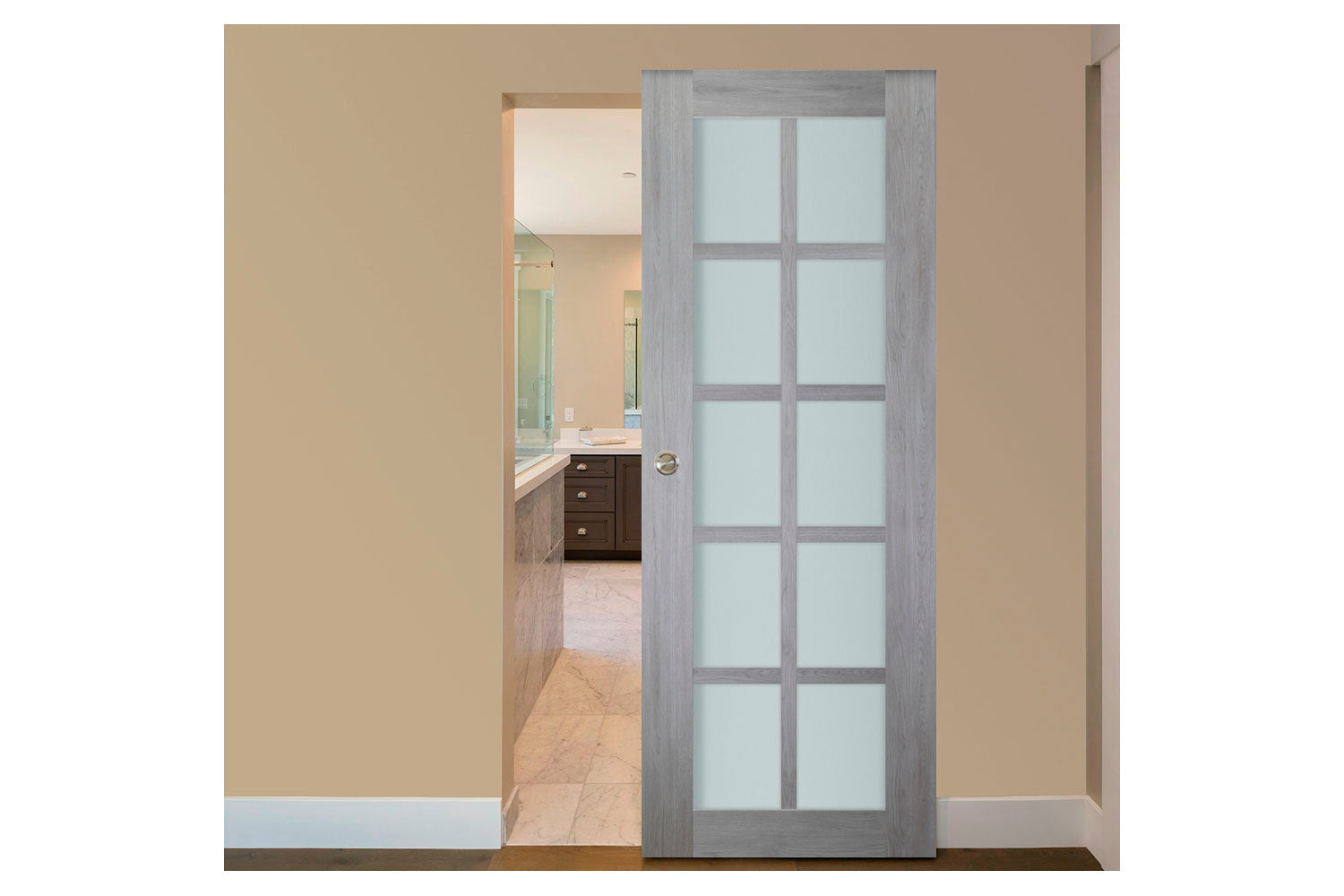 Nova Italia Light Gray 10-Lite Laminated French Door - Magic Door