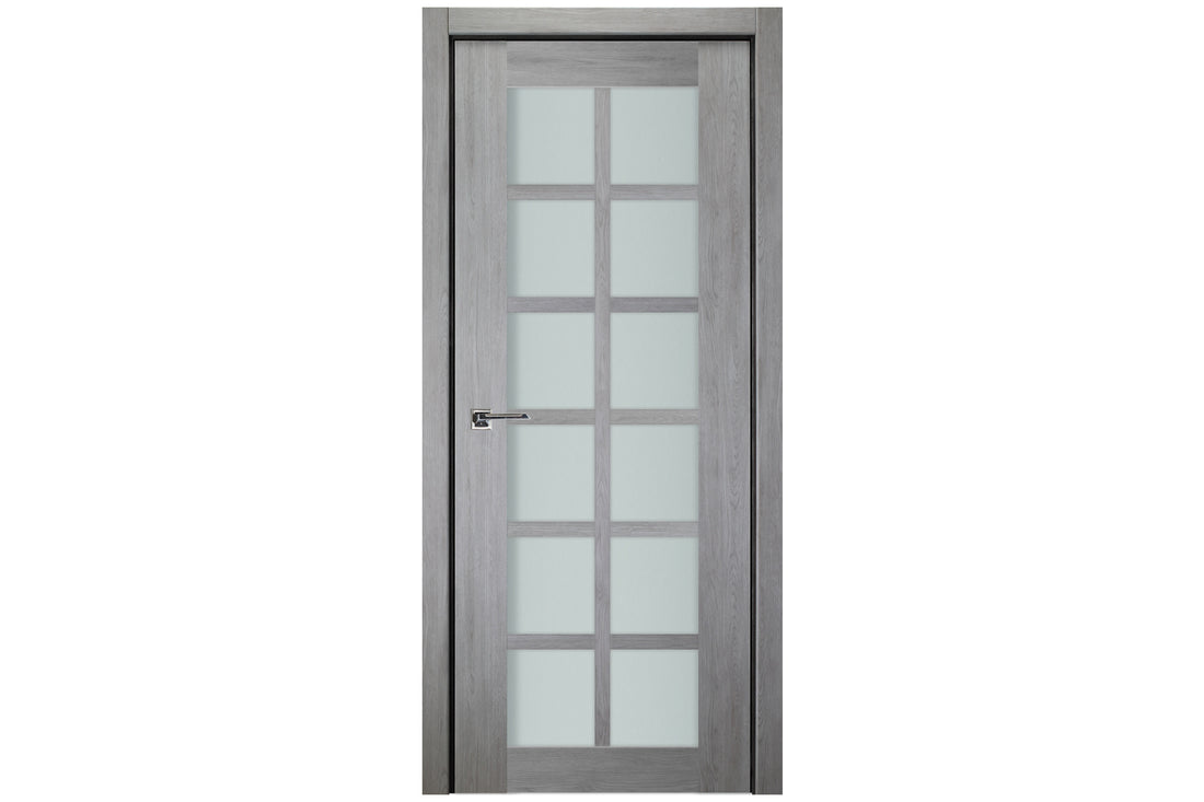 Nova Italia Light Gray 12-Lite Laminated French Door - Single Door