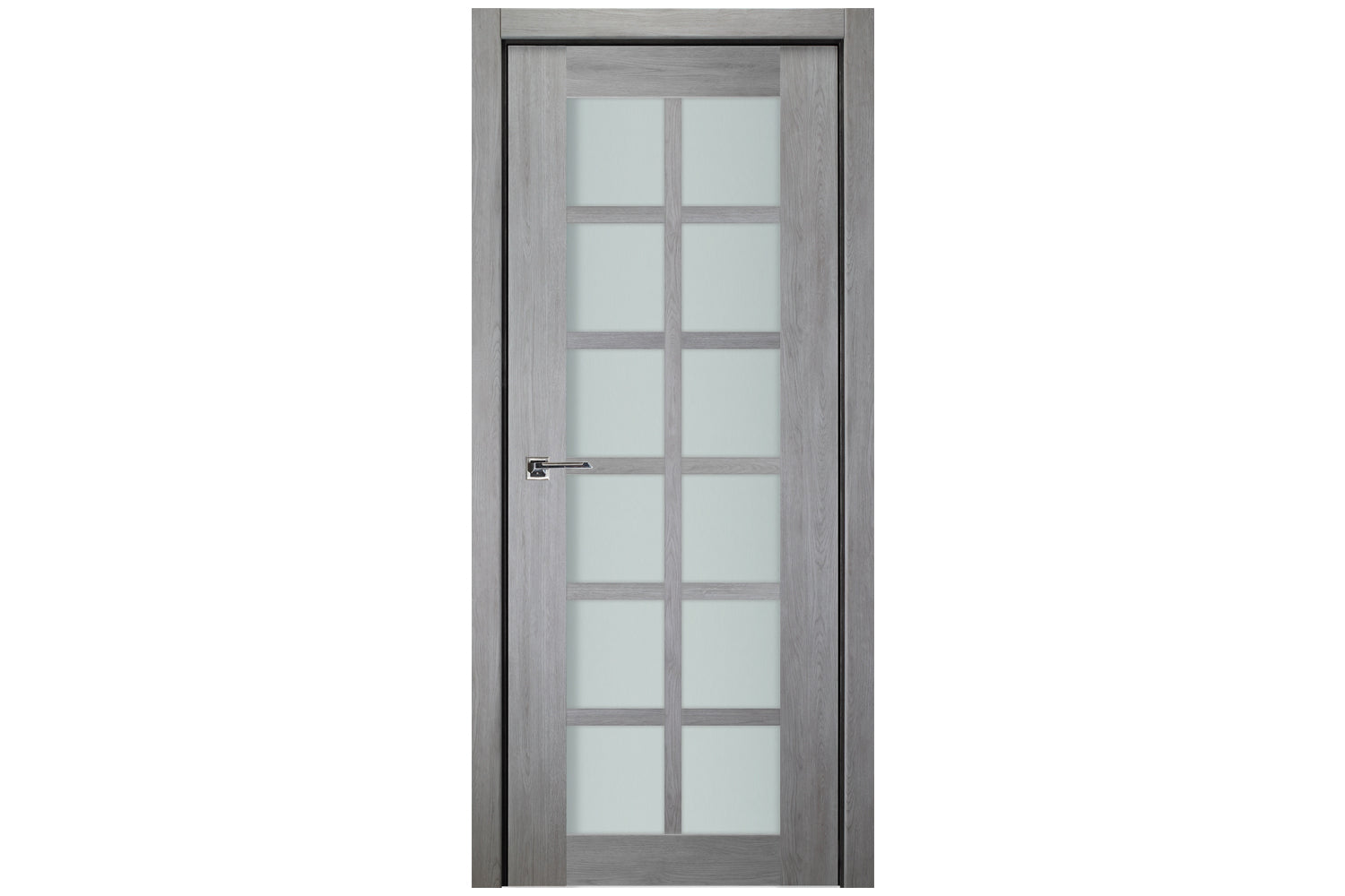 Nova Italia Light Gray 12-Lite Laminated French Door - Single Door