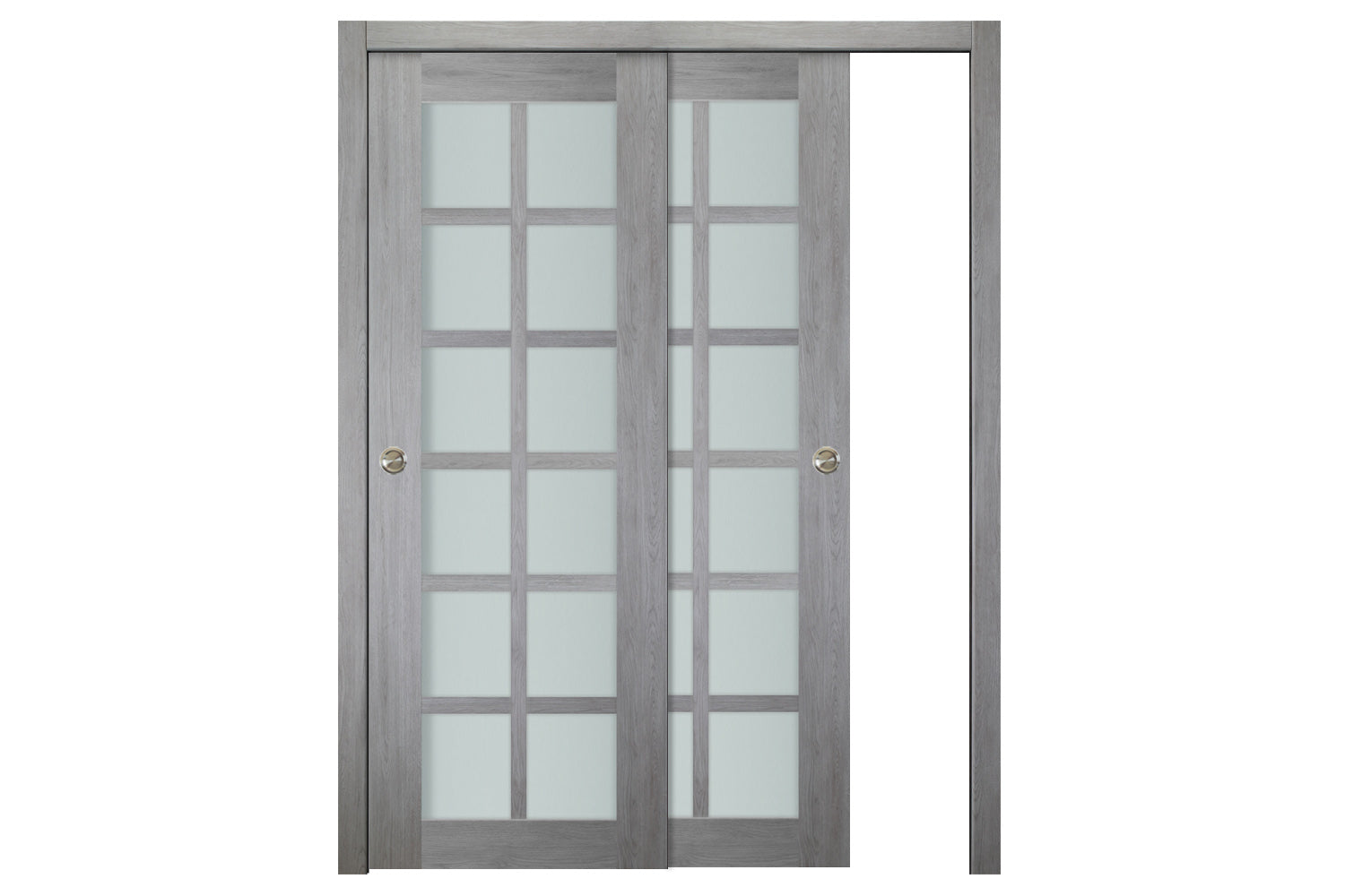 Nova Italia Light Gray 12-Lite Laminated French Door - Bypass Door