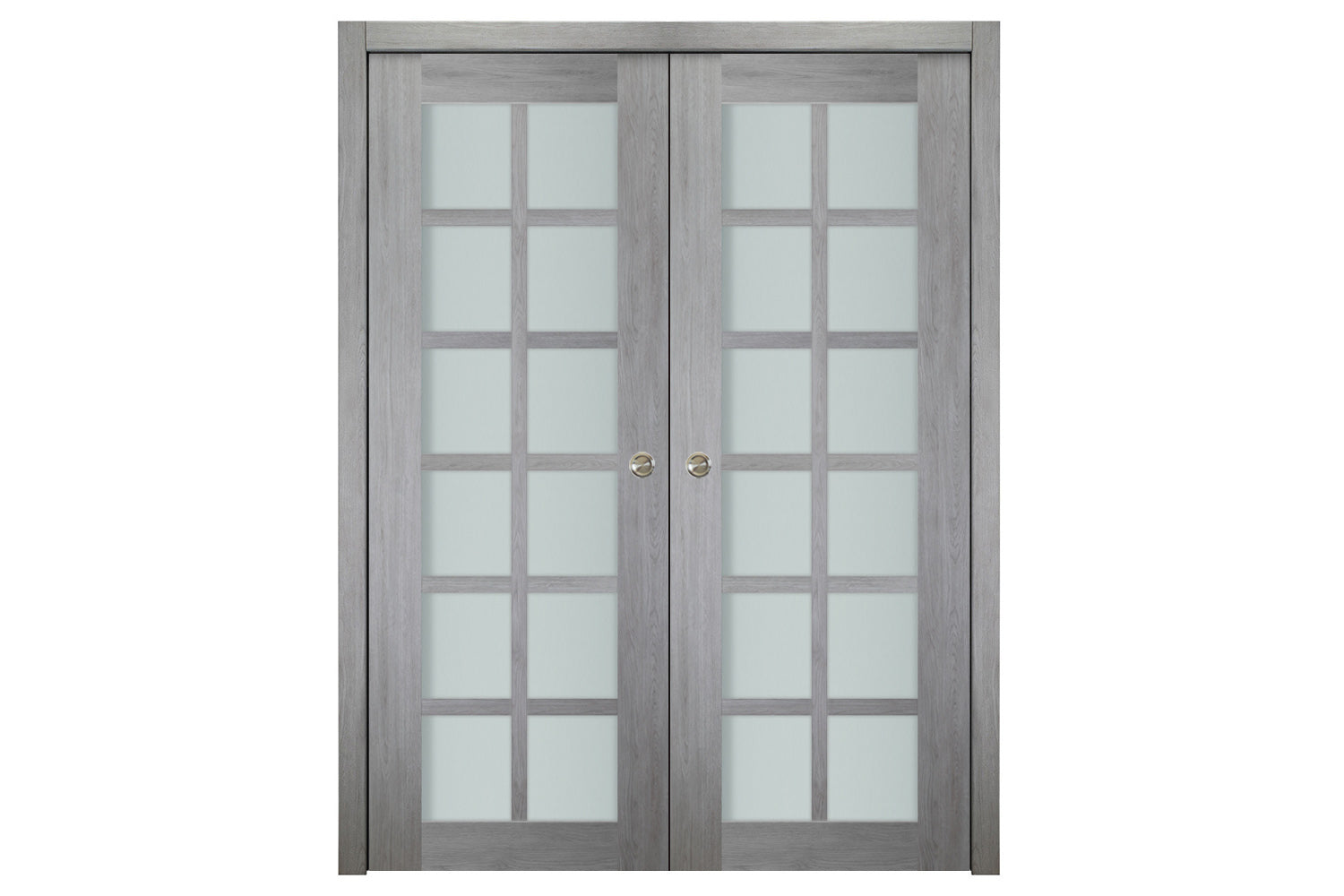 Nova Italia Light Gray 12-Lite Laminated French Door - Double Pocket