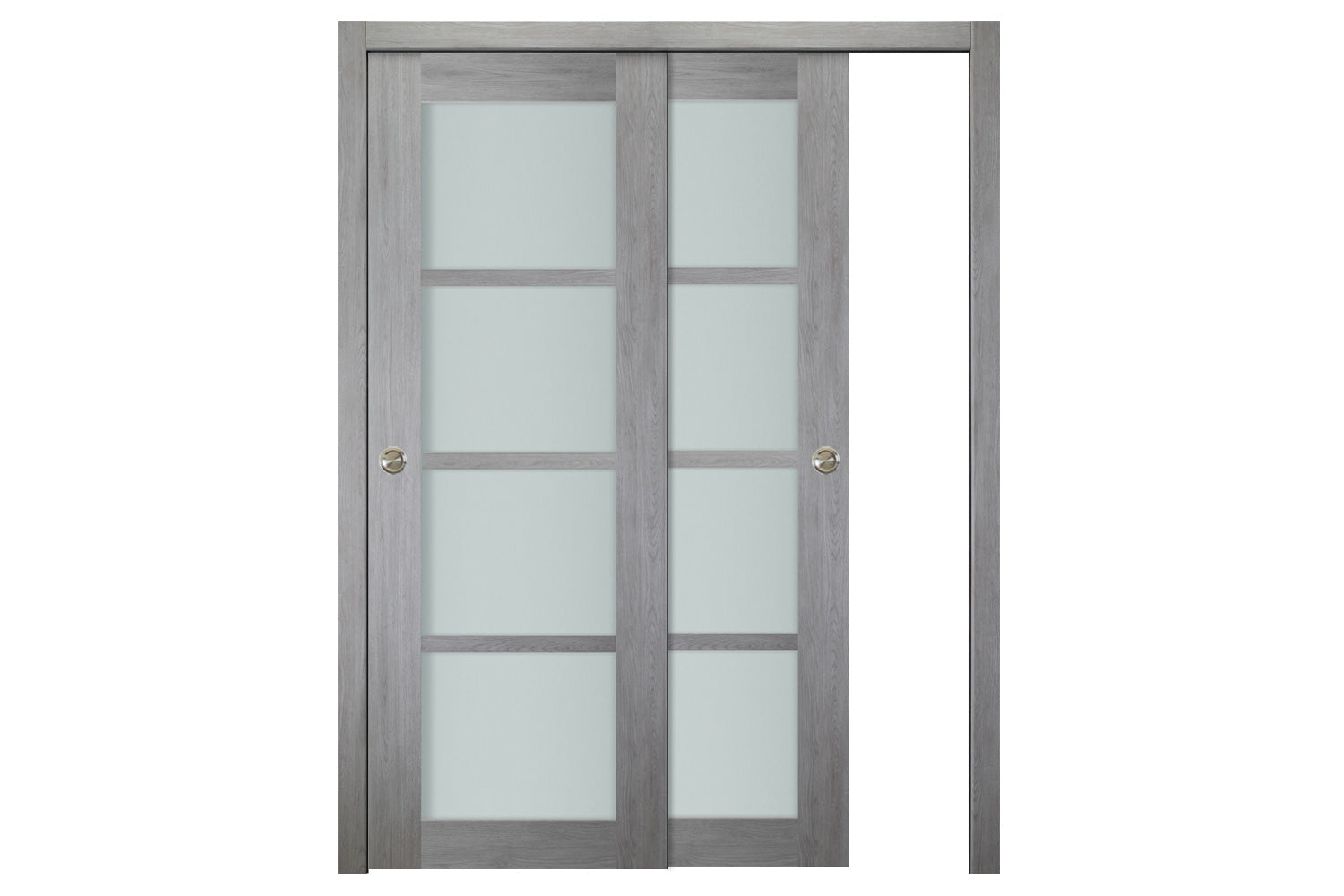 Nova Italia Light Gray 4-Lite Laminated French Door - Bypass Door