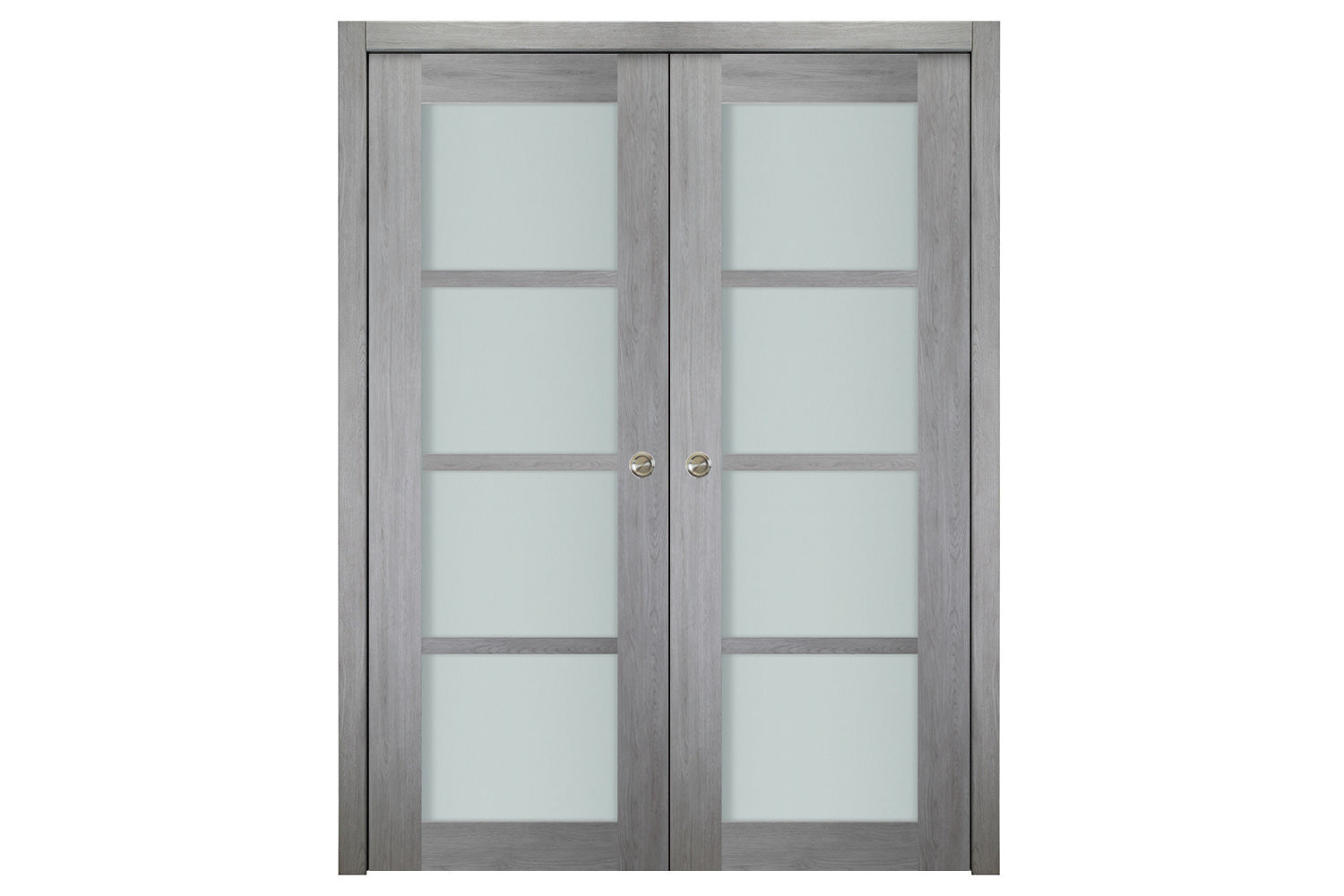 Nova Italia Light Gray 4-Lite Laminated French Door - Double Pocket