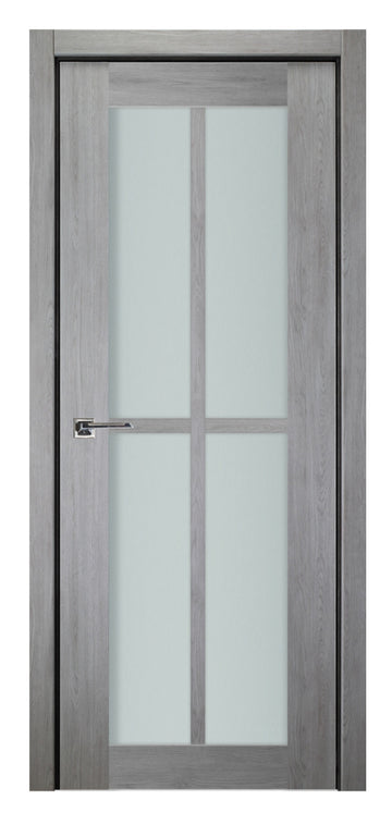 Nova Italia Light Gray 4-Lite Vertical Laminated French Door