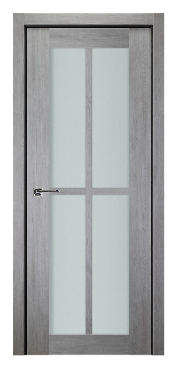 Nova Italia Light Gray 4-Lite Vertical Laminated French Door