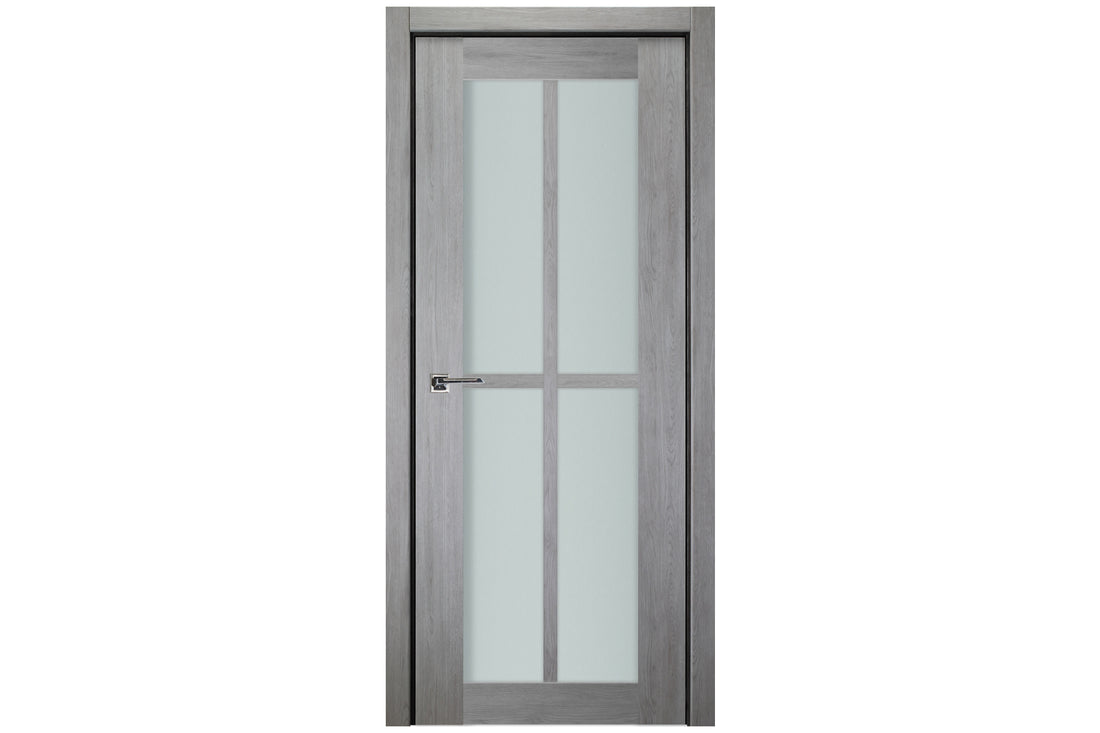 Nova Italia Light Gray 4-Lite Vertical Laminated French Door - Single Door