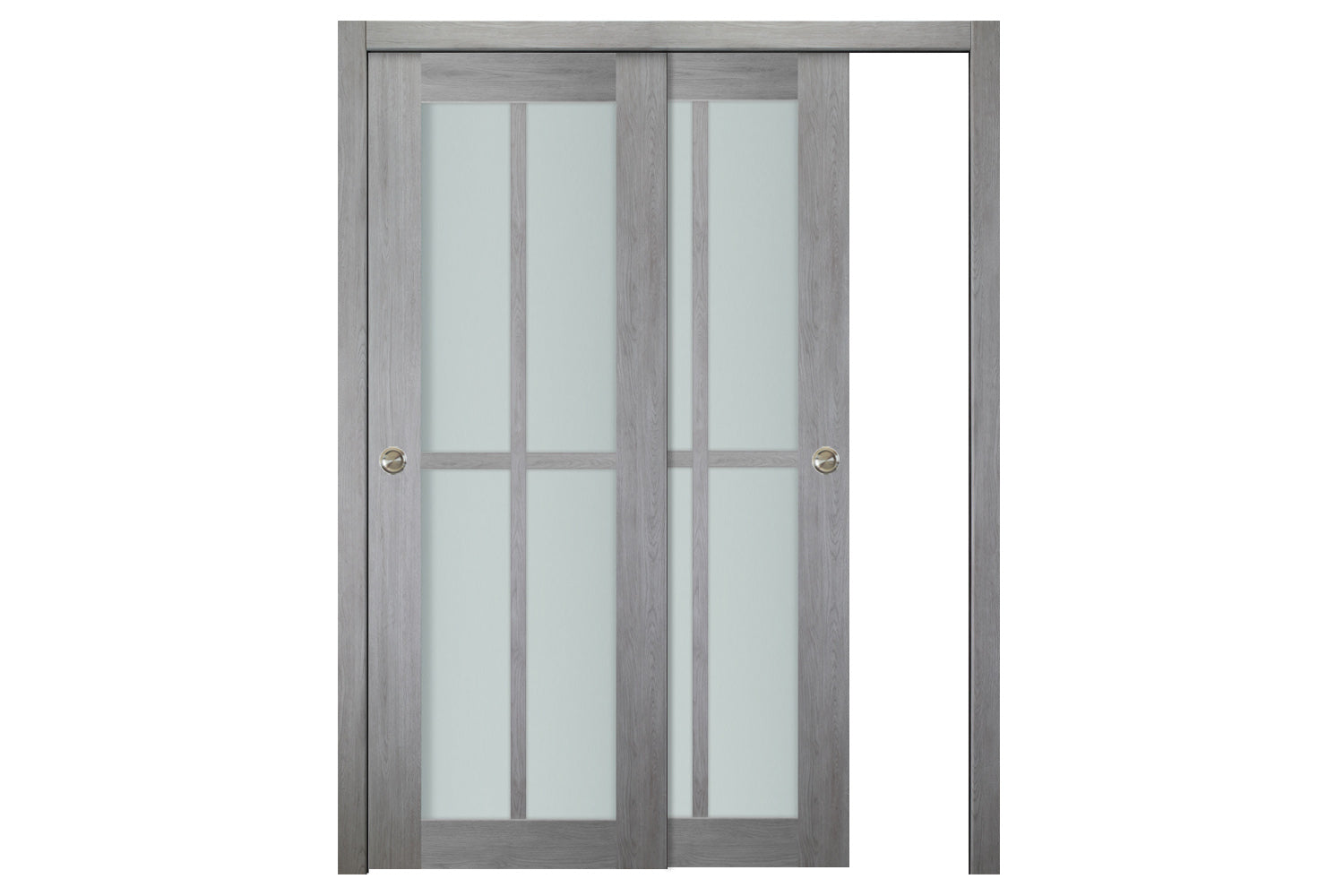 Nova Italia Light Gray 4-Lite Vertical Laminated French Door - Bypass Door