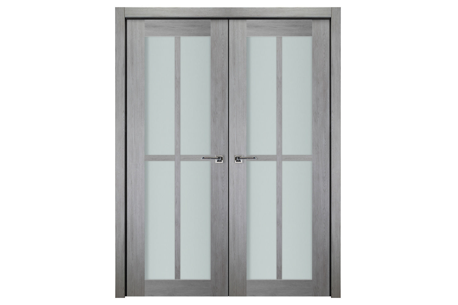 Nova Italia Light Gray 4-Lite Vertical Laminated French Door - Double Door